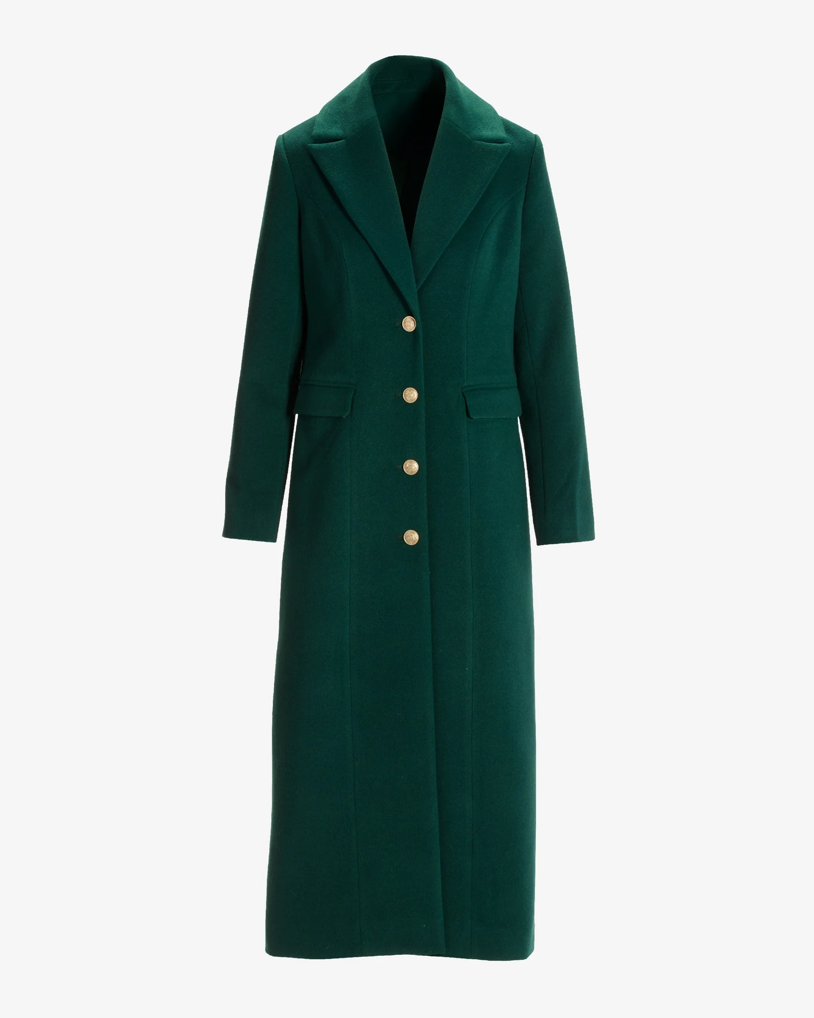 Full Length Classic Tailored Coat Deep Emerald - Mycitystee