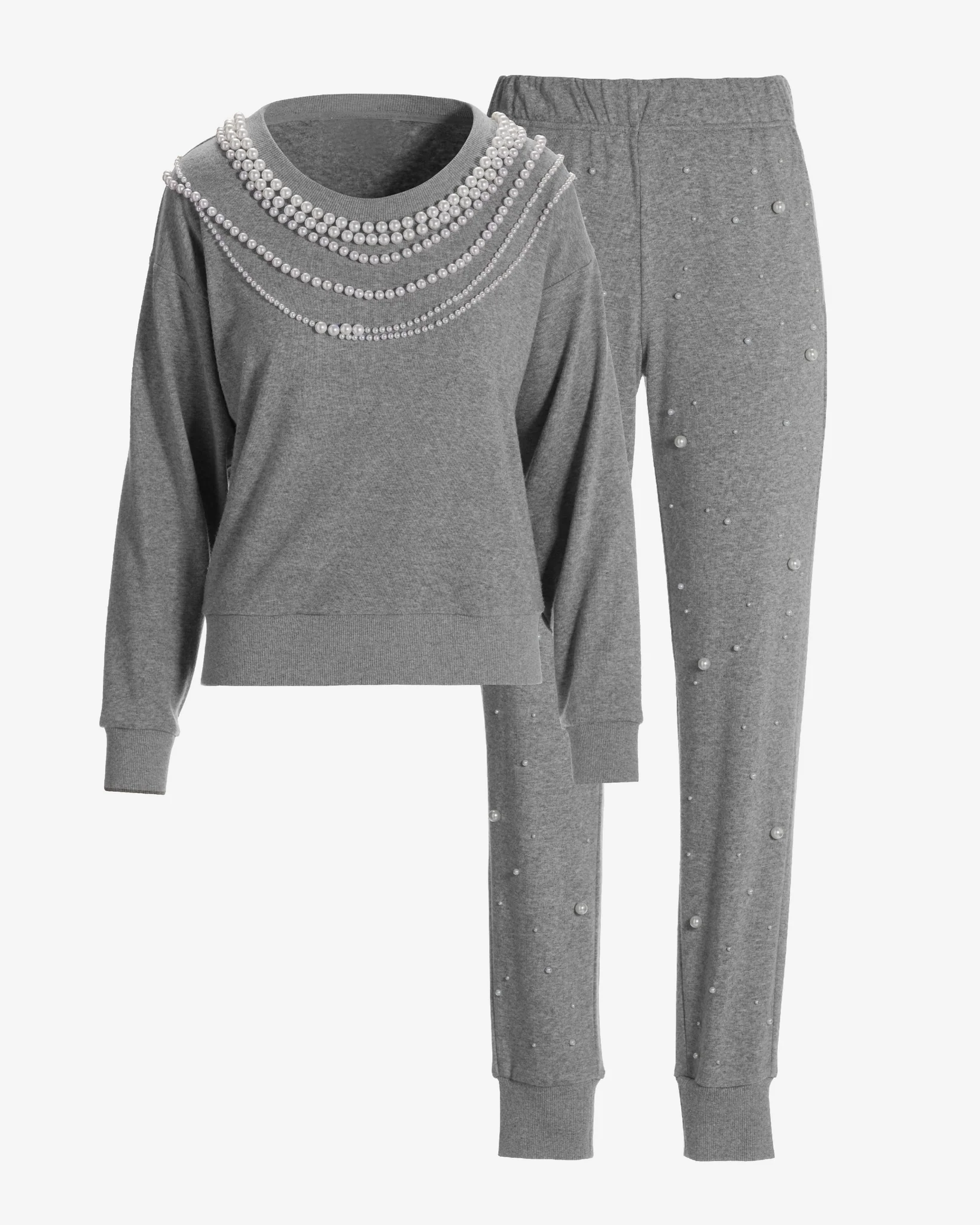 Pearl Necklace Lounge Set Medium Heather Gray - Mycitystee