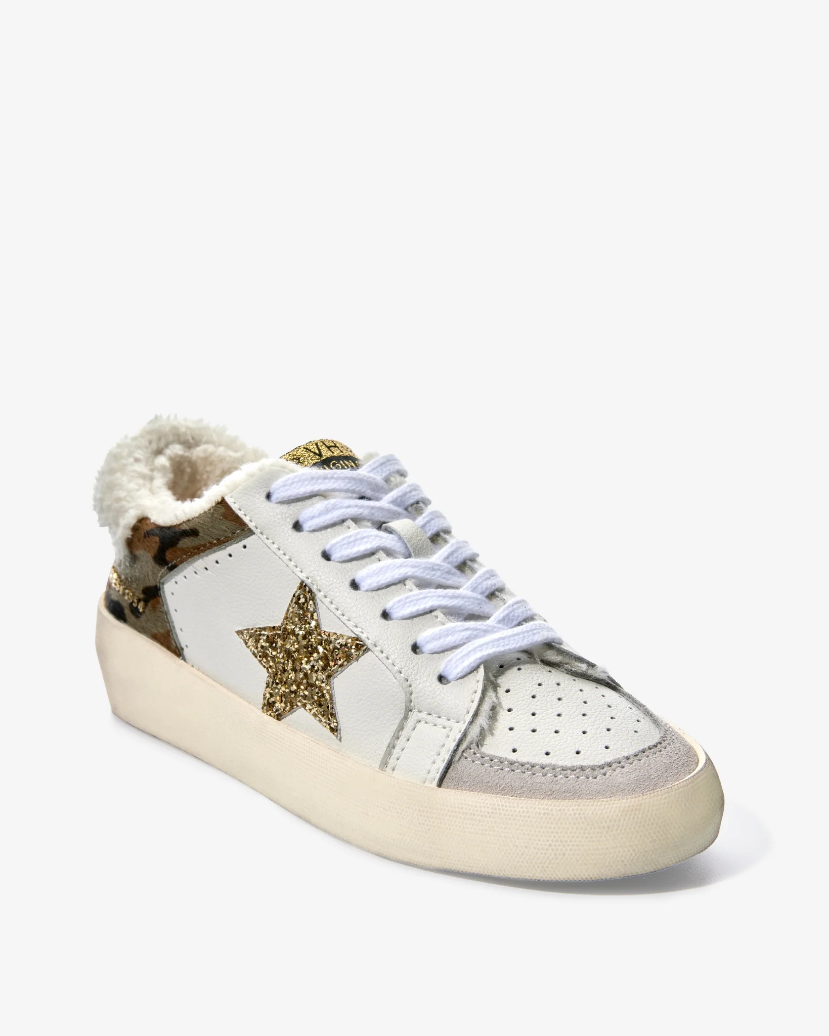 Camo and Faux-Fur Sneaker White Multi - Mycitystee