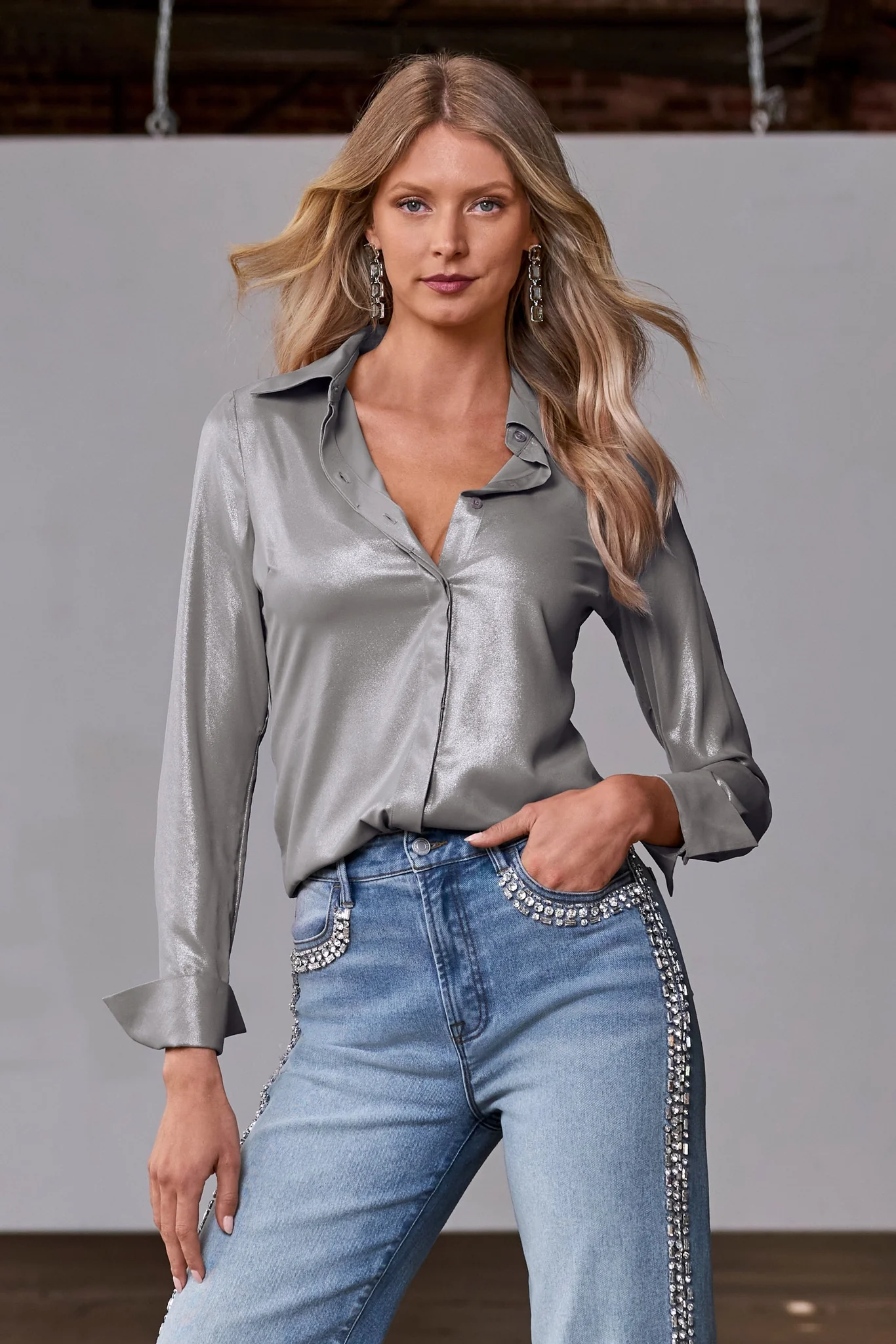 Gem Drop Earring Gunmetal/Silver - Mycitystee