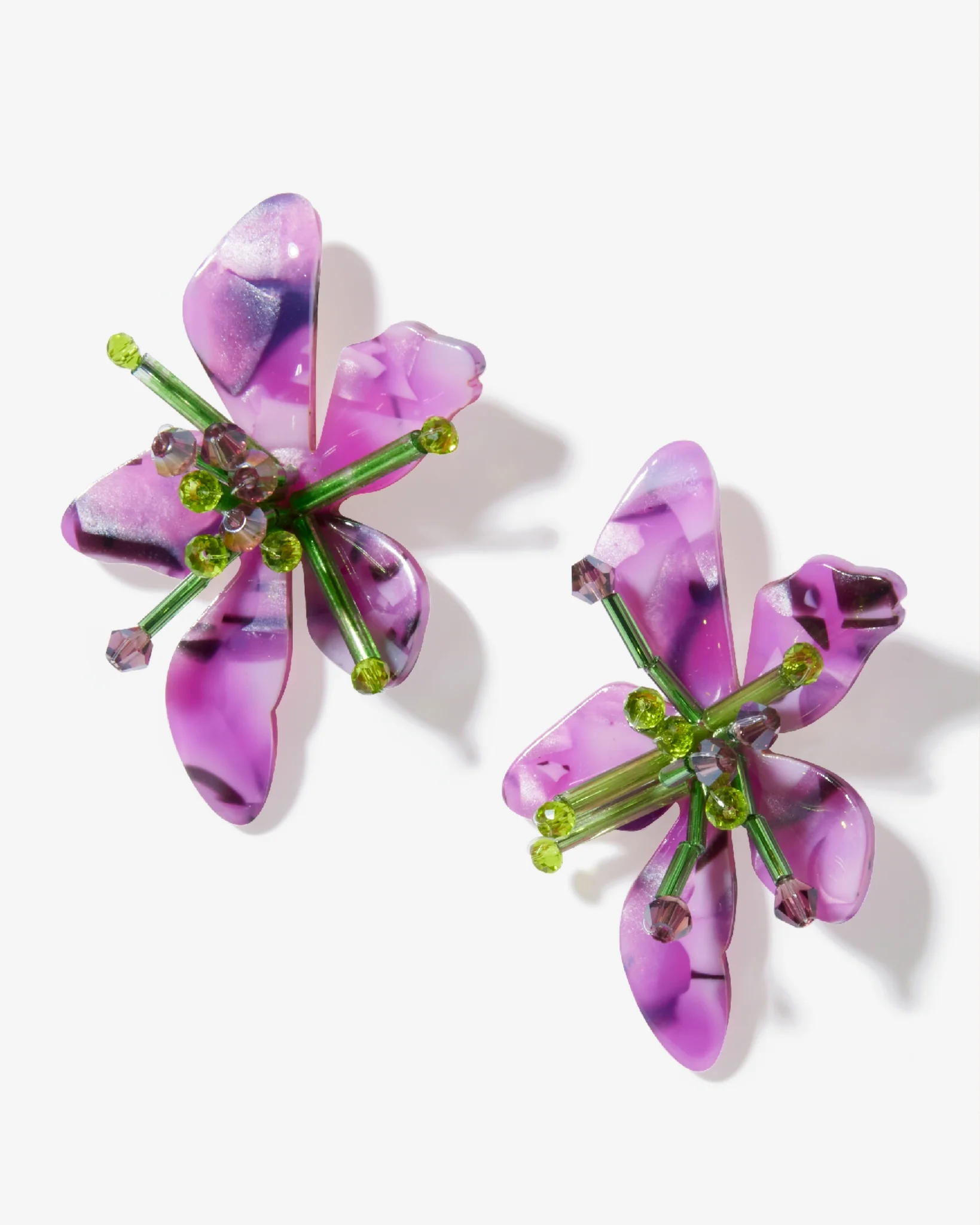 Marbled Flower Stud Earring Purple Multi - Mycitystee
