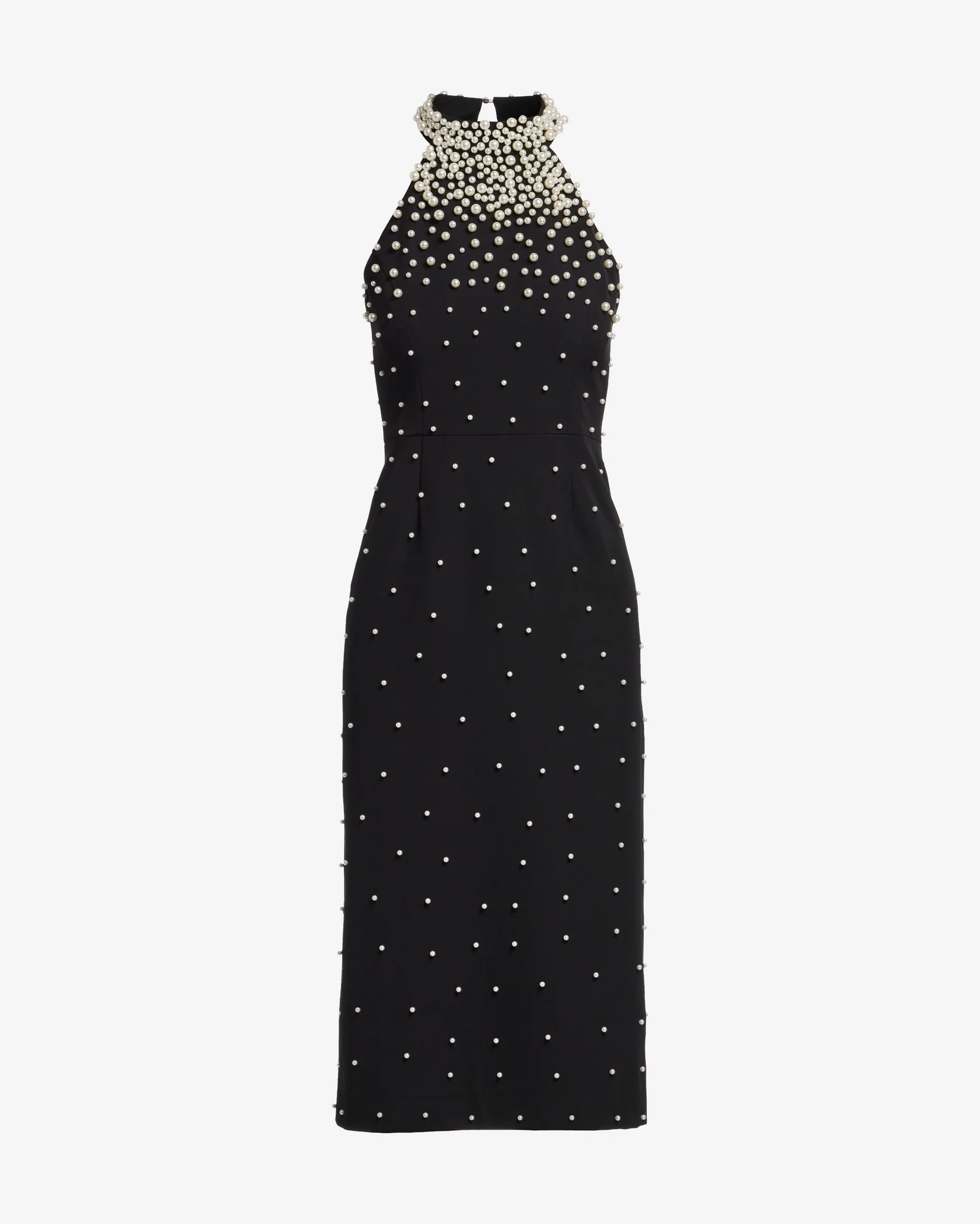 Pearl Embellished Halter Sheath Black/White - Mycitystee