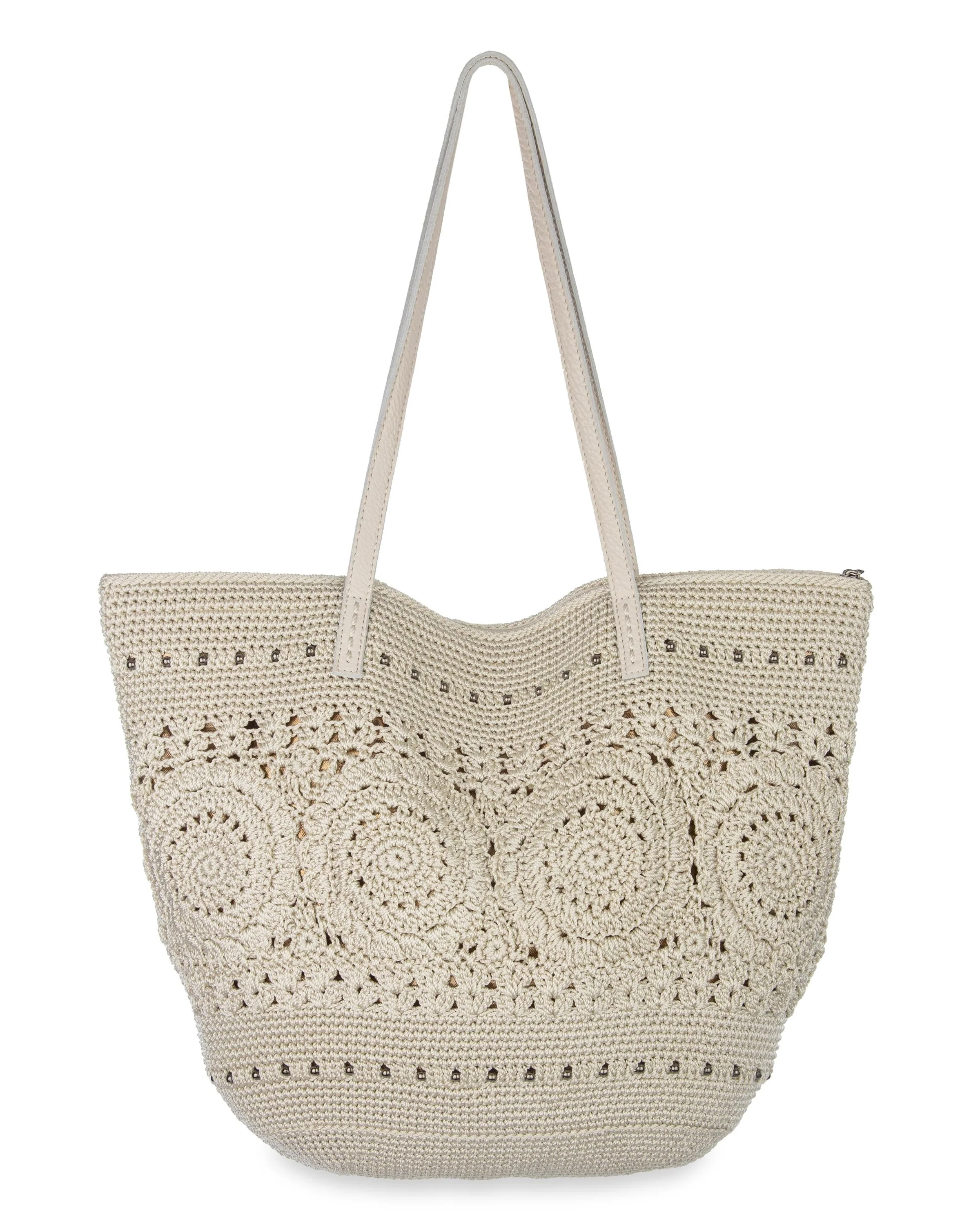 Faye Large Tote - Hand Crochet - Natural Medallion - Mycitystee