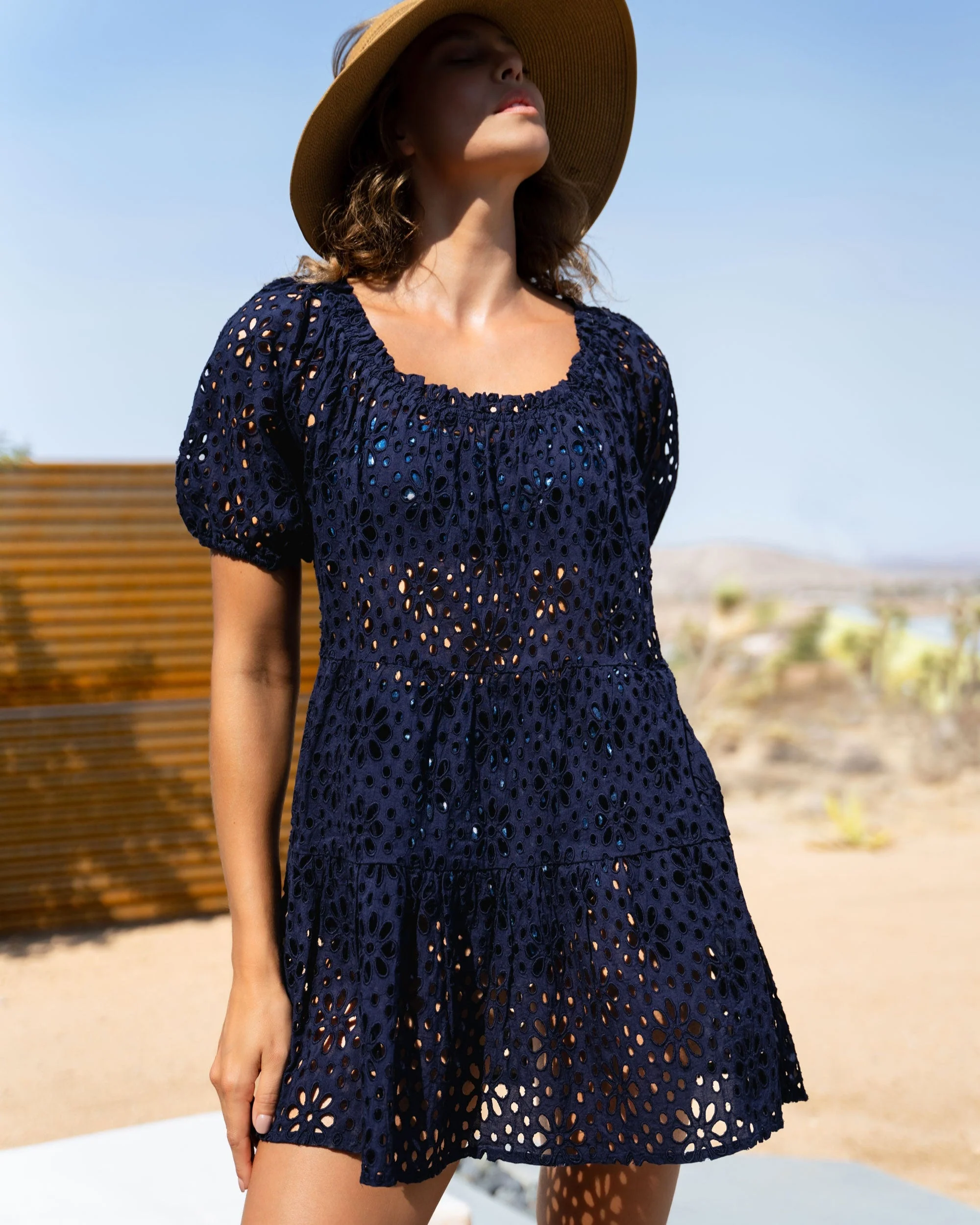 Kelly Dress Navy Seaside Eyelet - Mycitystee