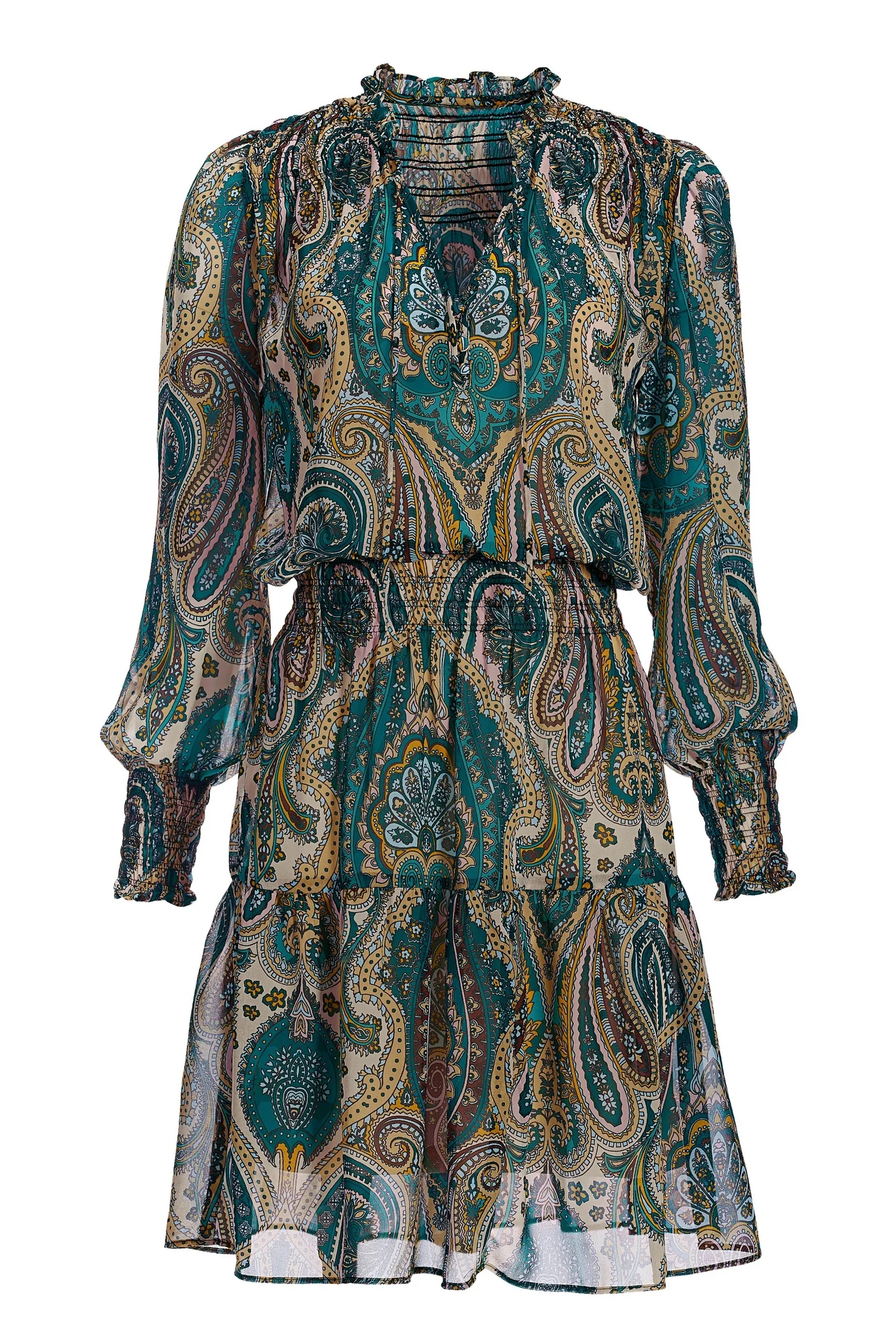 Paisley Smocked Peasant Dress Multi - Mycitystee