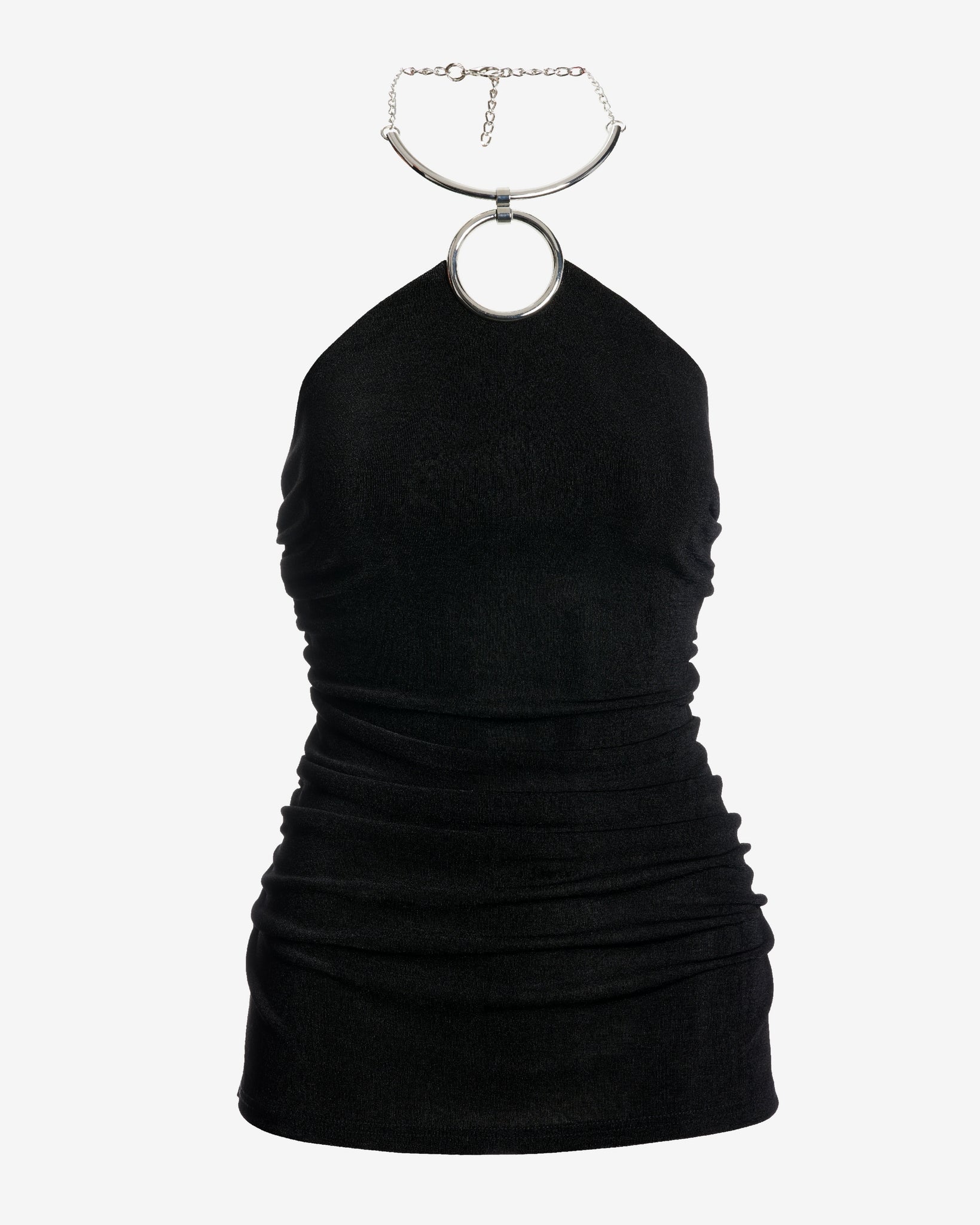 High Neck Hardware Slinky Tunic Black - Mycitystee