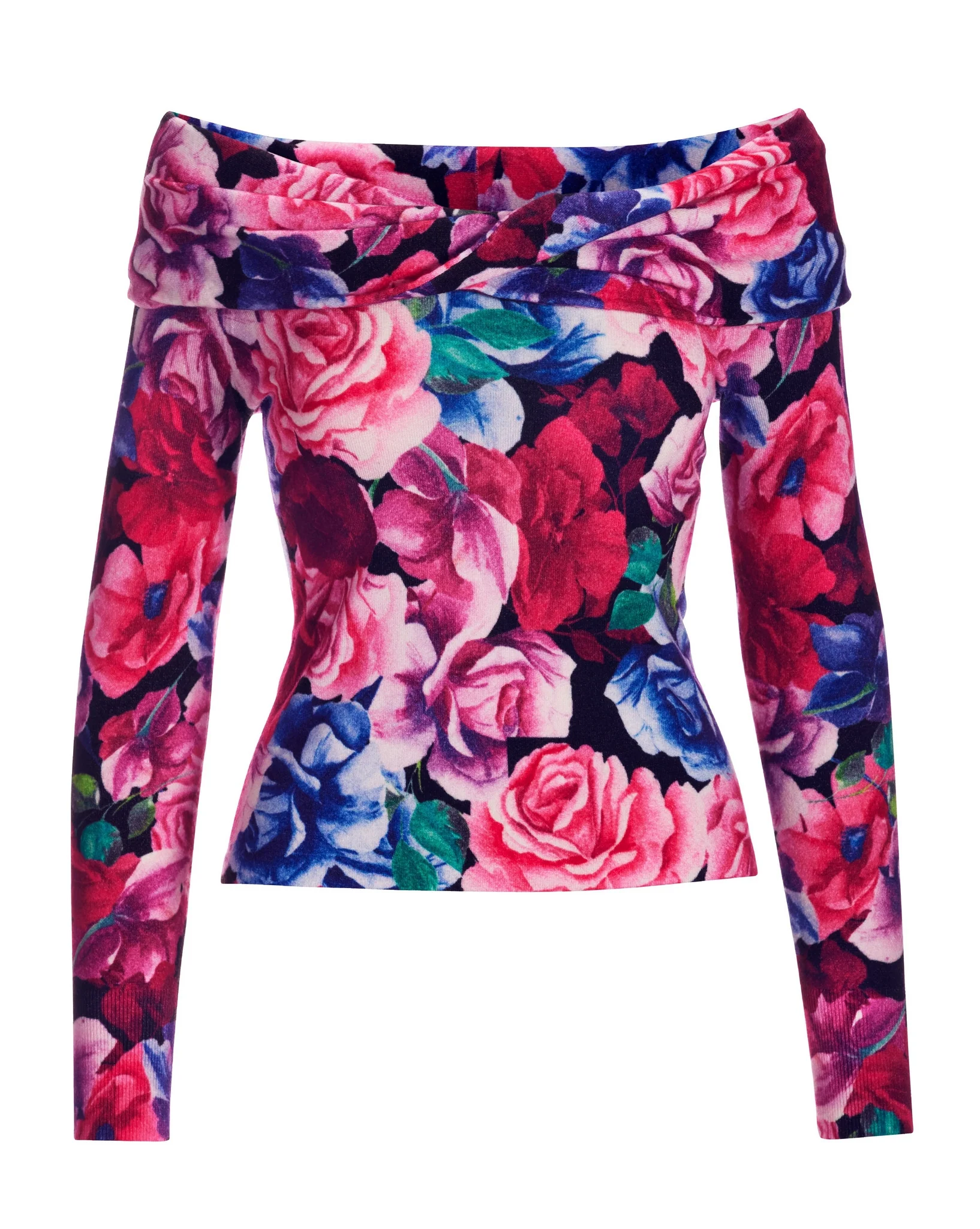 Exploded Fleurs Twist Front Sweater Pink/Purple - Mycitystee