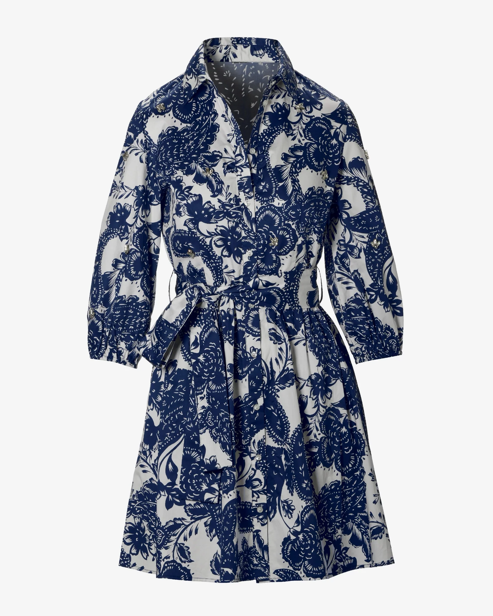 Crystal Embellished Tropical Breeze Print A Line Dress Tropical Breeze - Mycitystee