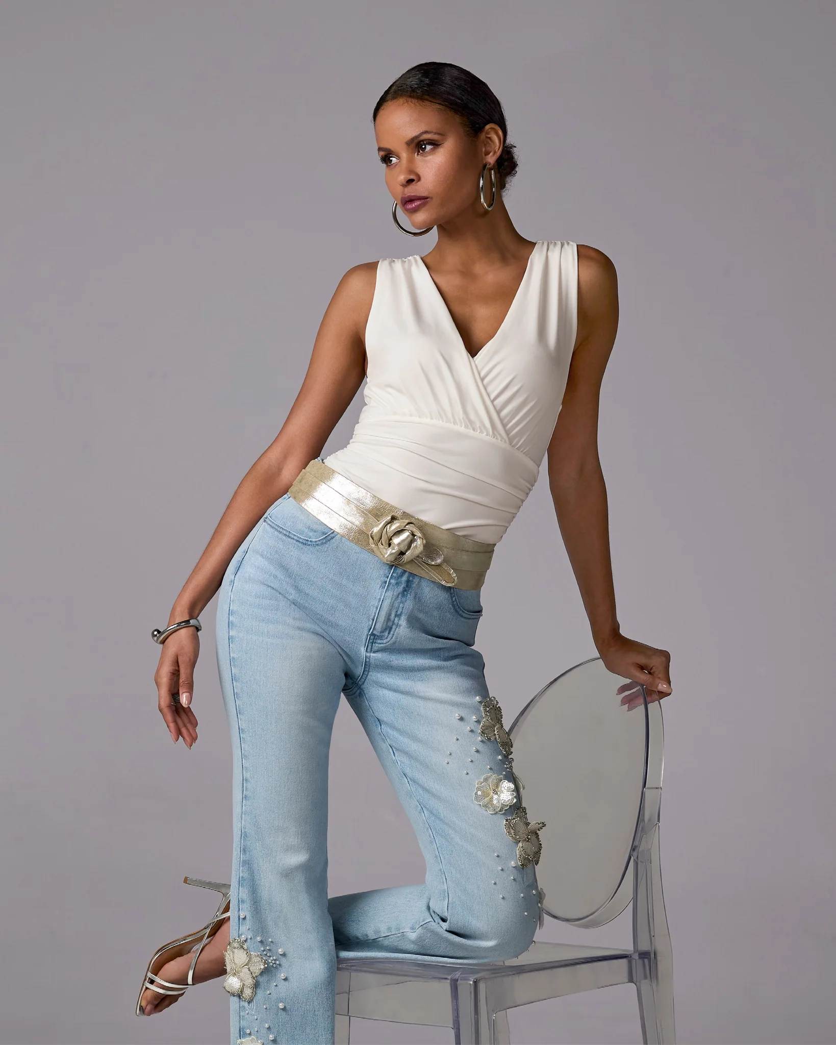 Metallic Chic Wrap Belt Silver - Mycitystee