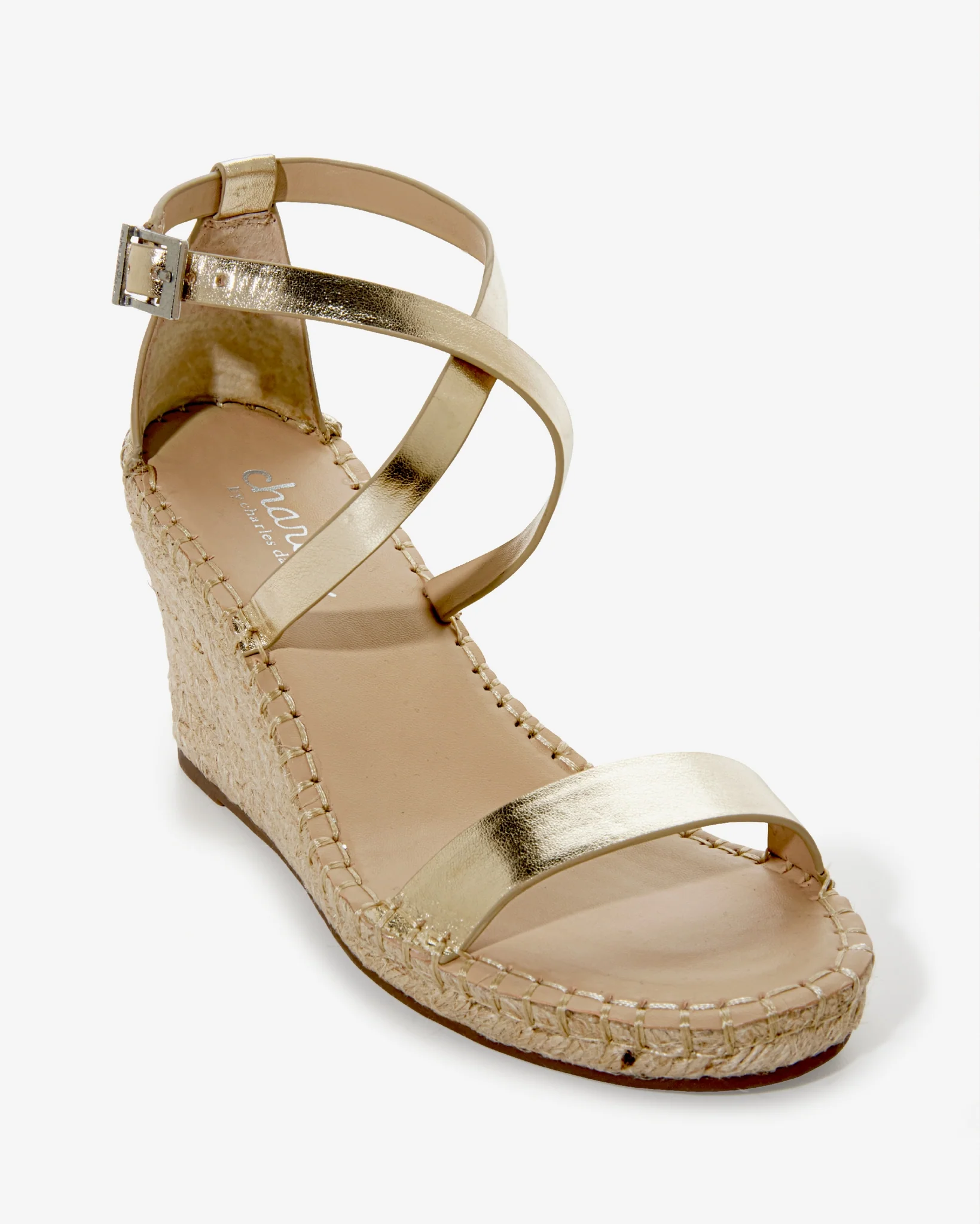 Cross Ankle Strap Wedge Gold - Mycitystee