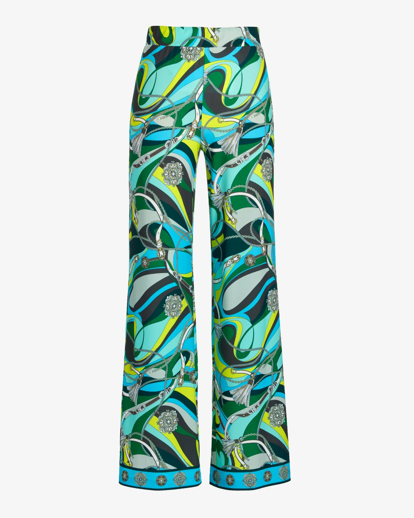 Malibu Print Wide Leg Pant Abstract Belts - Mycitystee