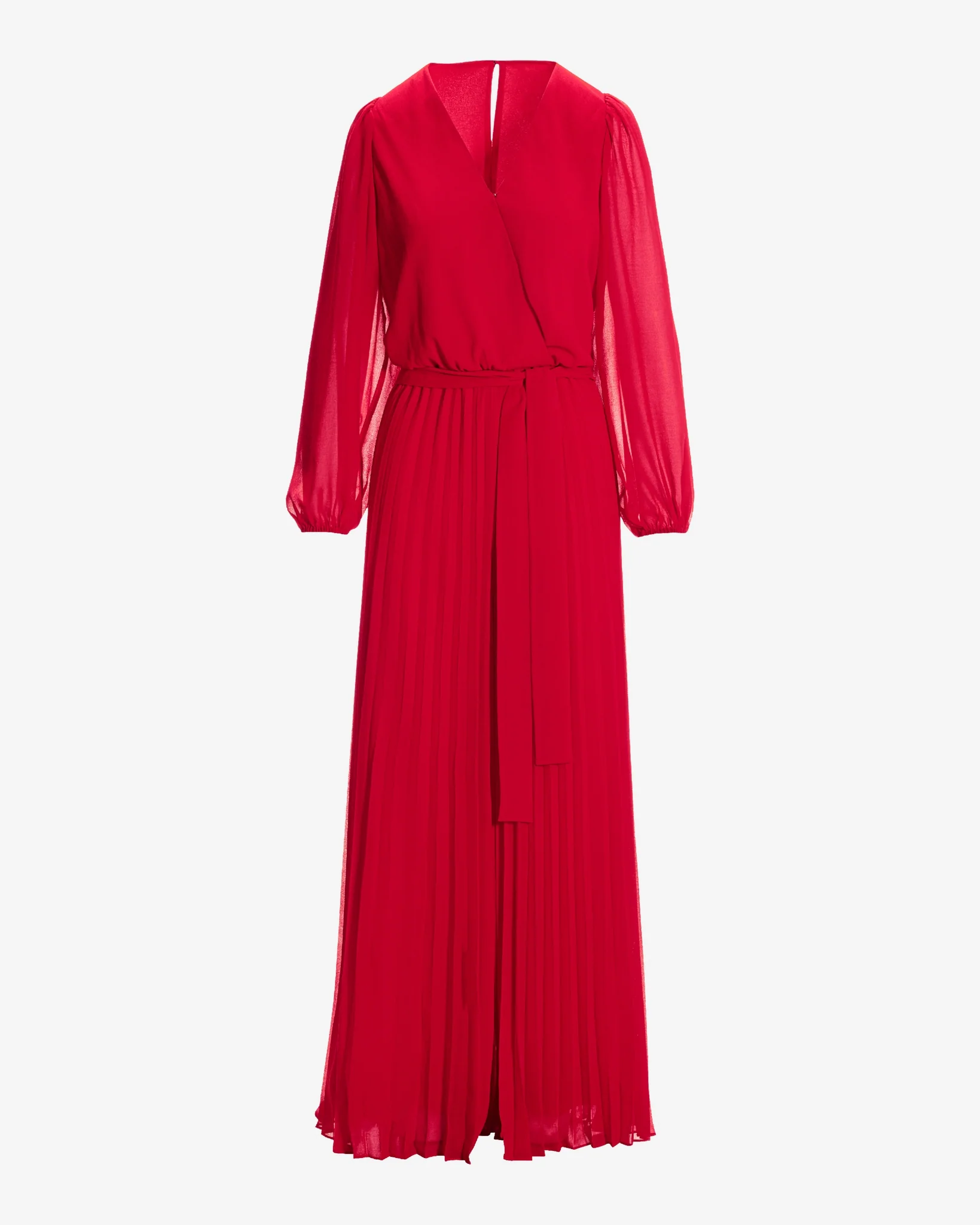 Long Sleeve Pleated Wide Leg Jumpsuit Tomato Red - Mycitystee