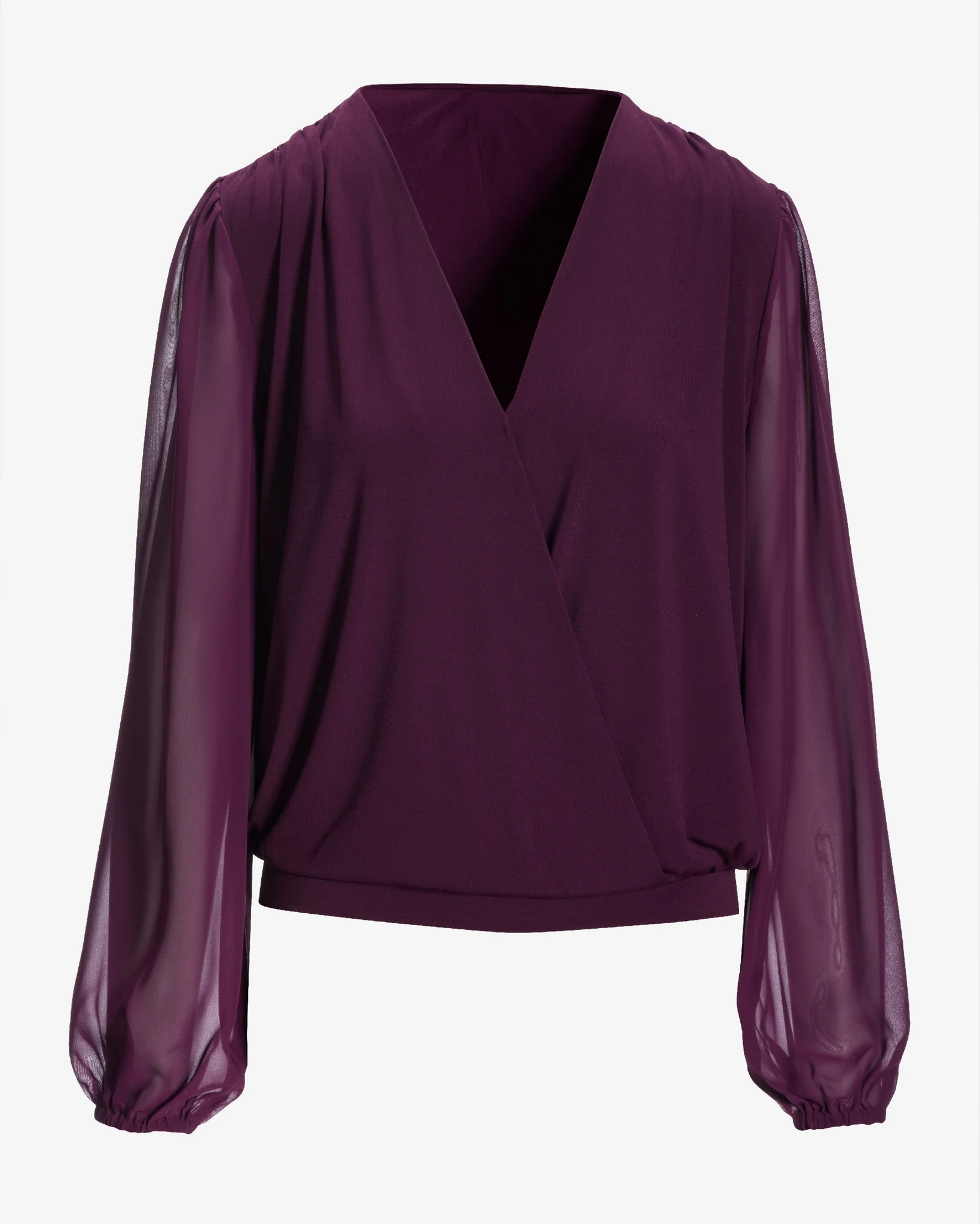 So Chic Chiffon Sleeve Surplice Top Potent Purple - Mycitystee