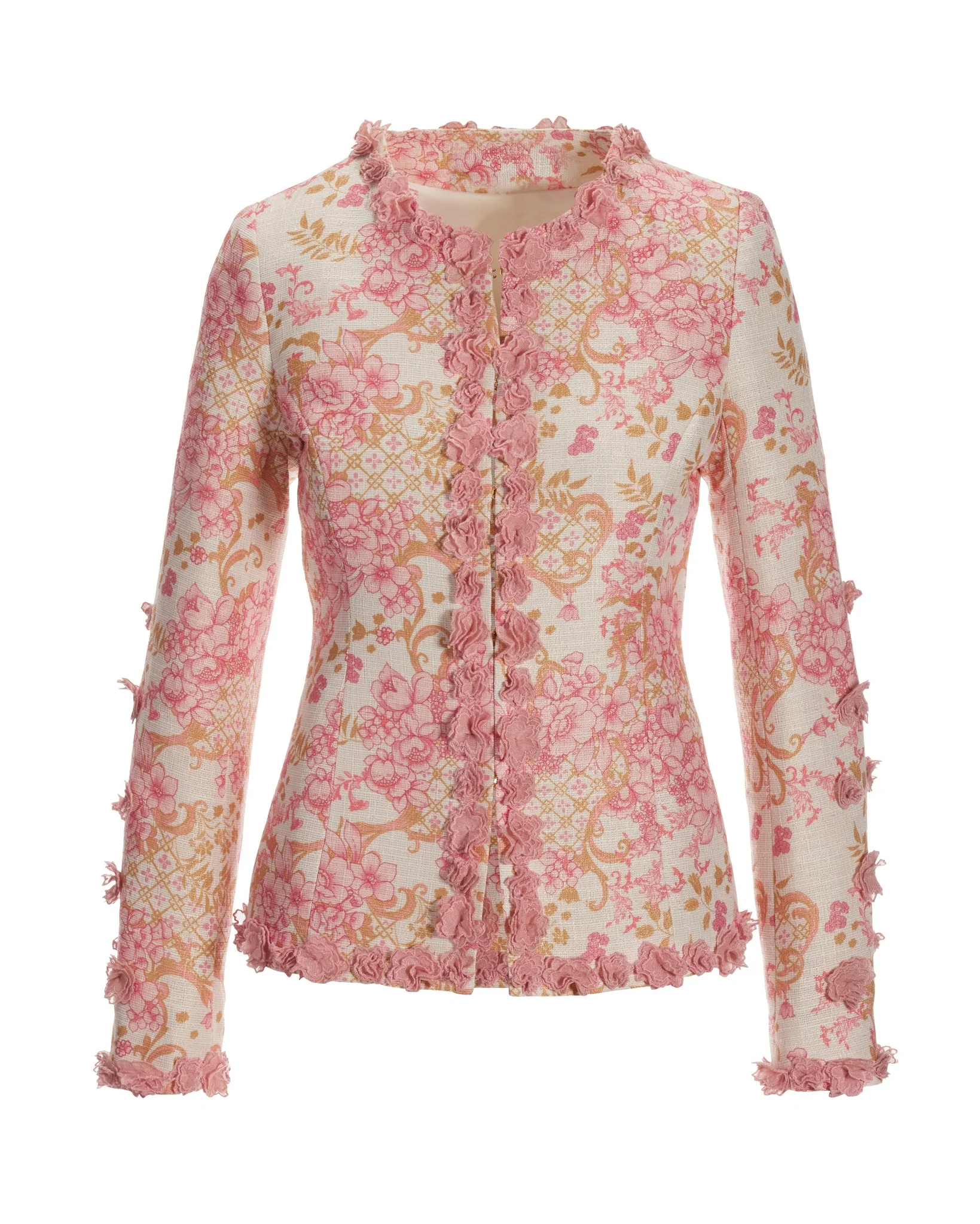 Status Print 3D Floral Jacket Pink Multi - Mycitystee