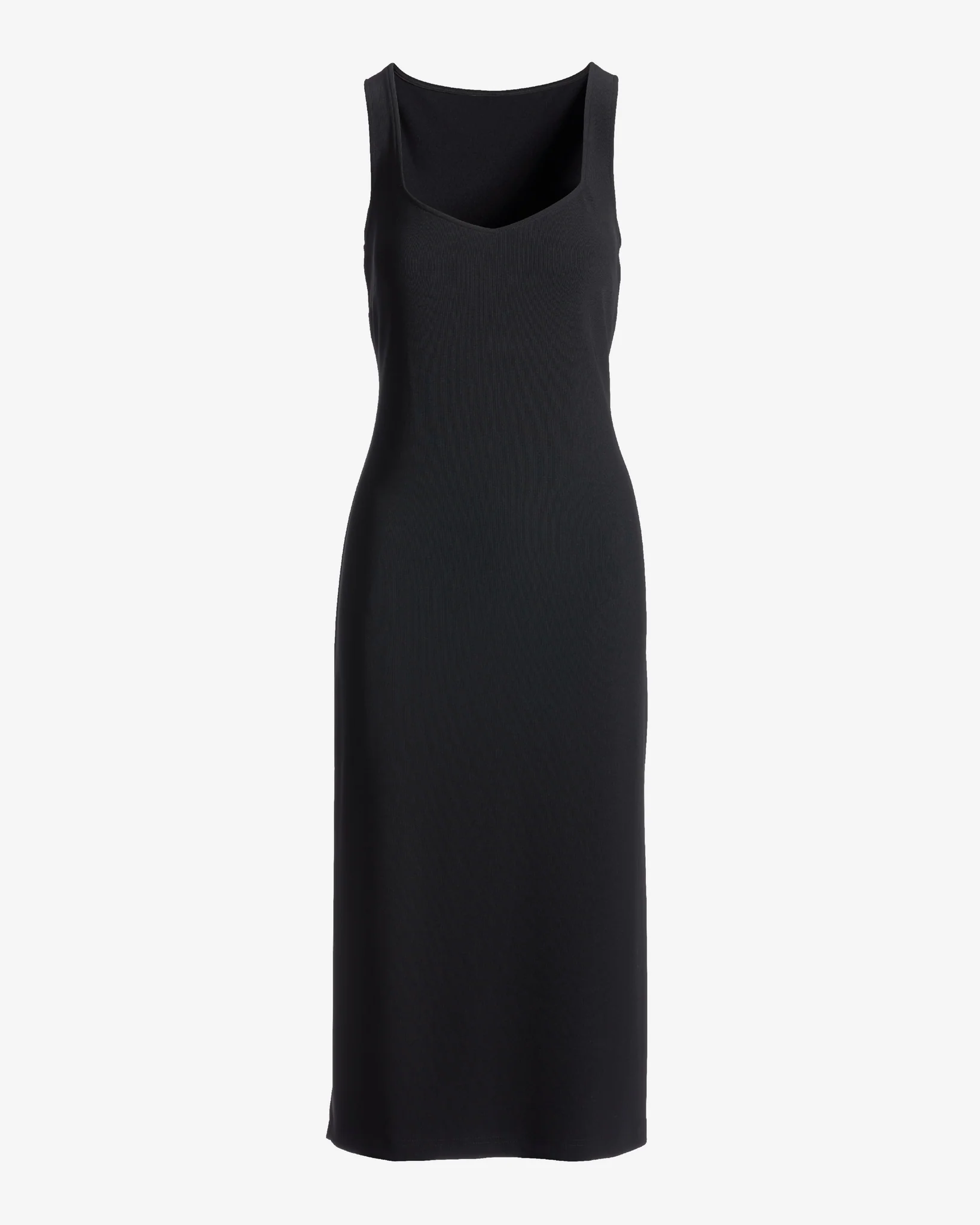 Beyond Travel Sweetheart Neckline Midi Dress Jet Black - Mycitystee