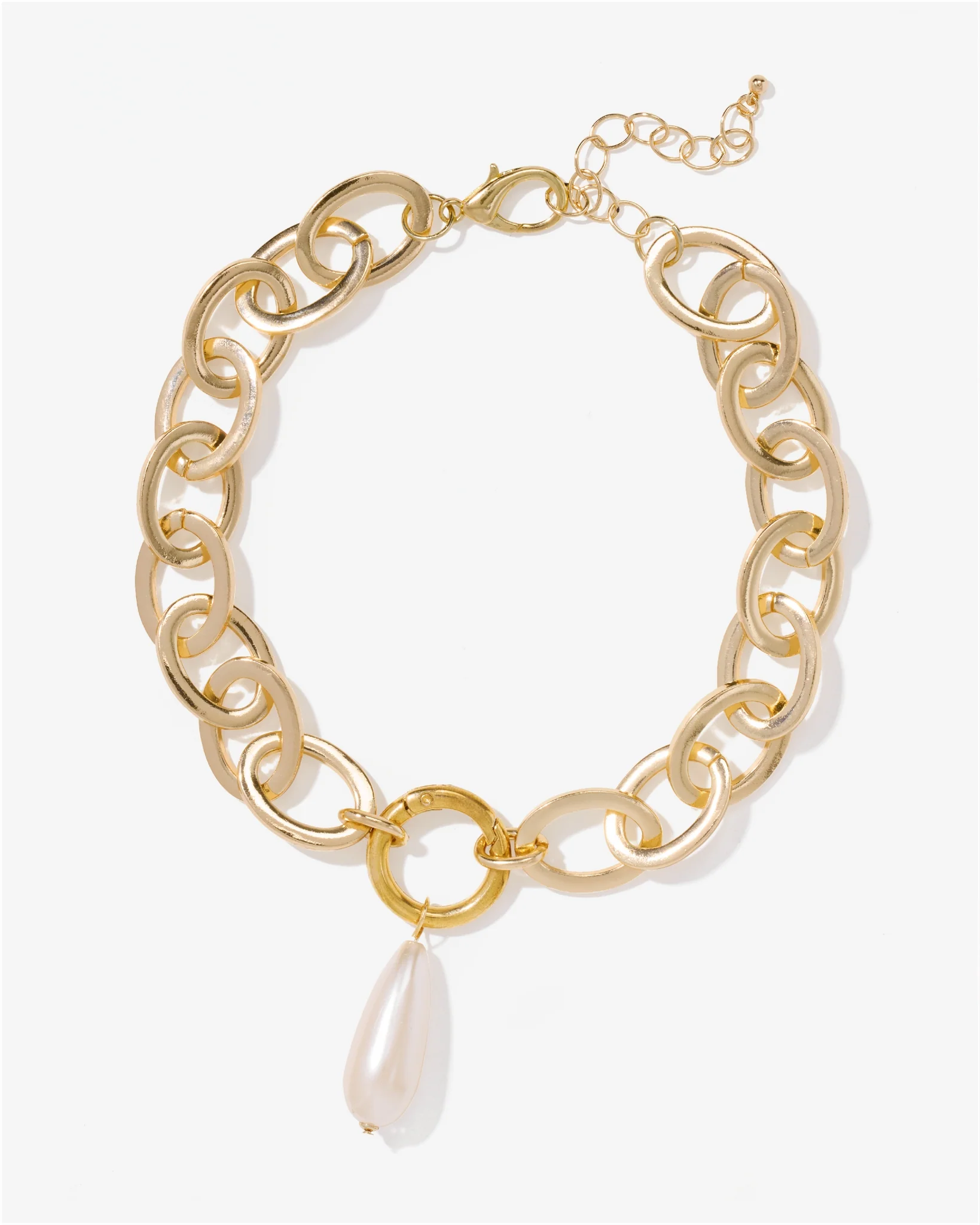 Chain Pearl Drop Necklace Gold - Mycitystee