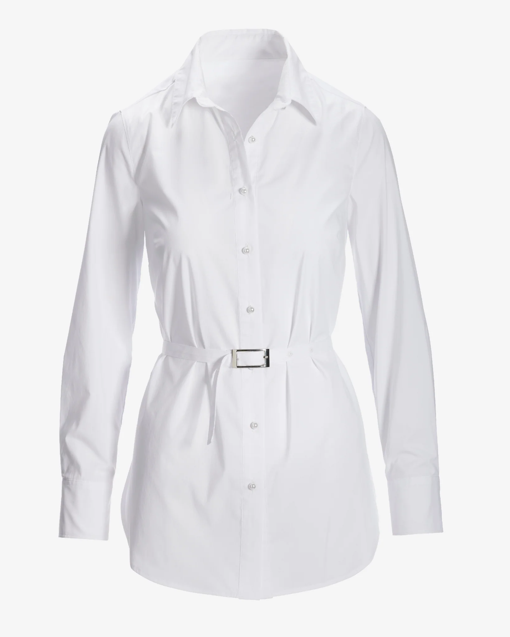 Belted Poplin Shirt White - Mycitystee