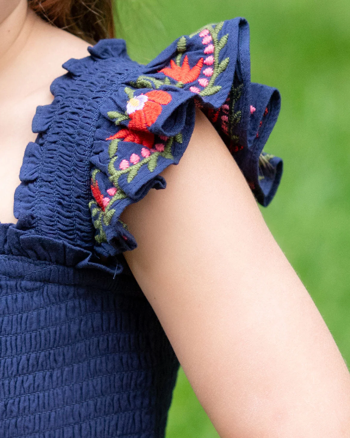 Girls Zoe Dress In Gardenia Embroidery - Mycitystee