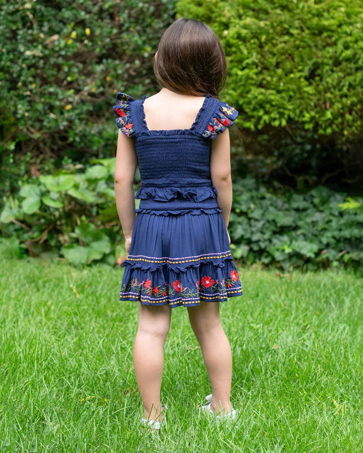 Girls Zoe Dress In Gardenia Embroidery - Mycitystee