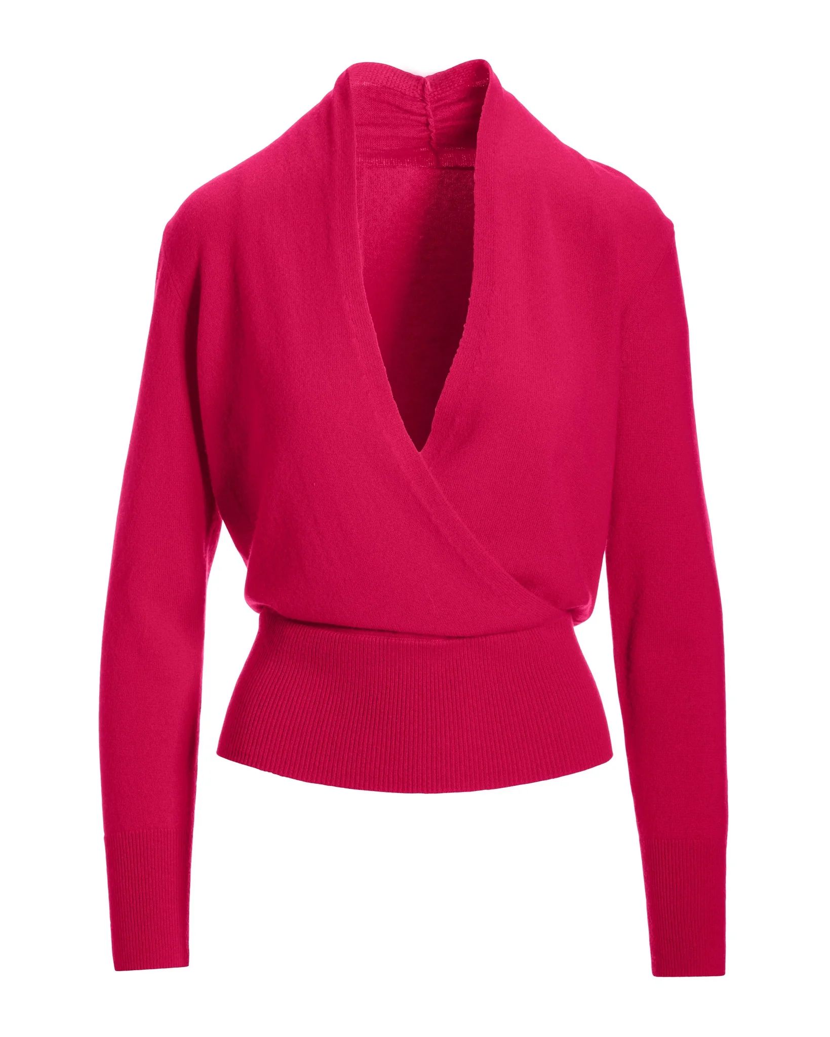 Cashmere Surplice Blouson Sweater Bright Pink - Mycitystee