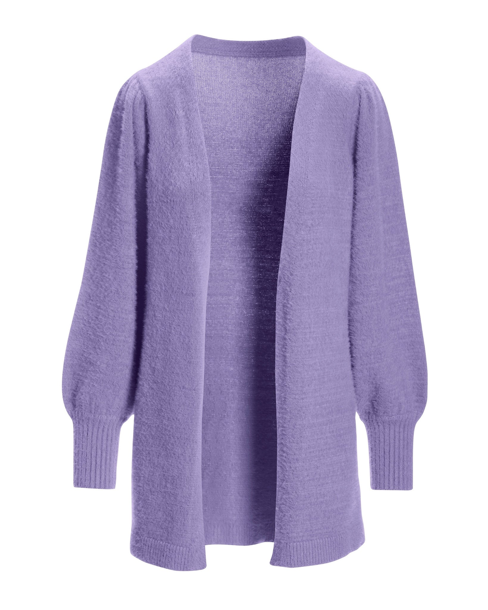 Plush Balloon Sleeve Cardigan Violet Tulip - Mycitystee