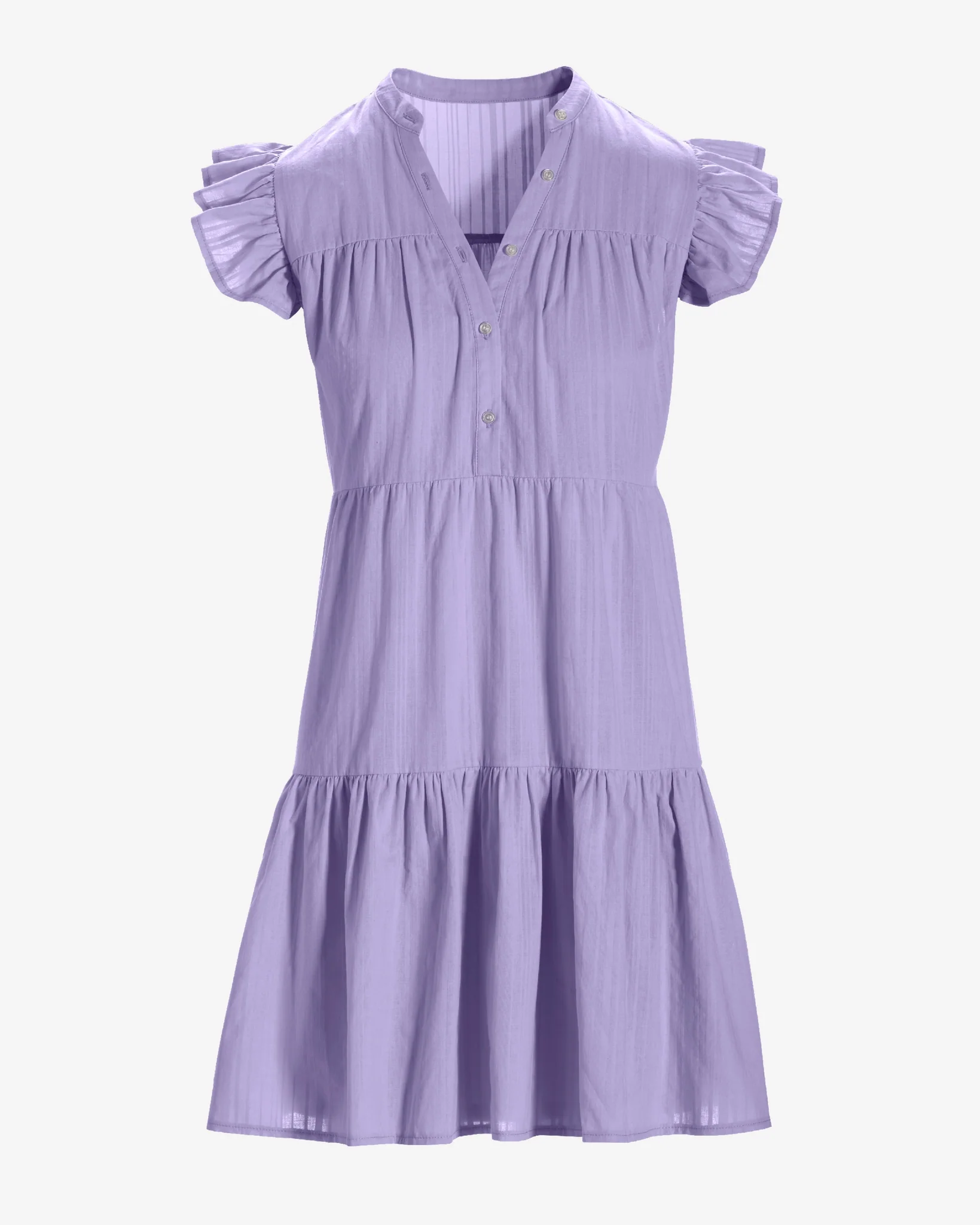 Shadow Stripe Cotton Tiered Shift Dress Lavender - Mycitystee