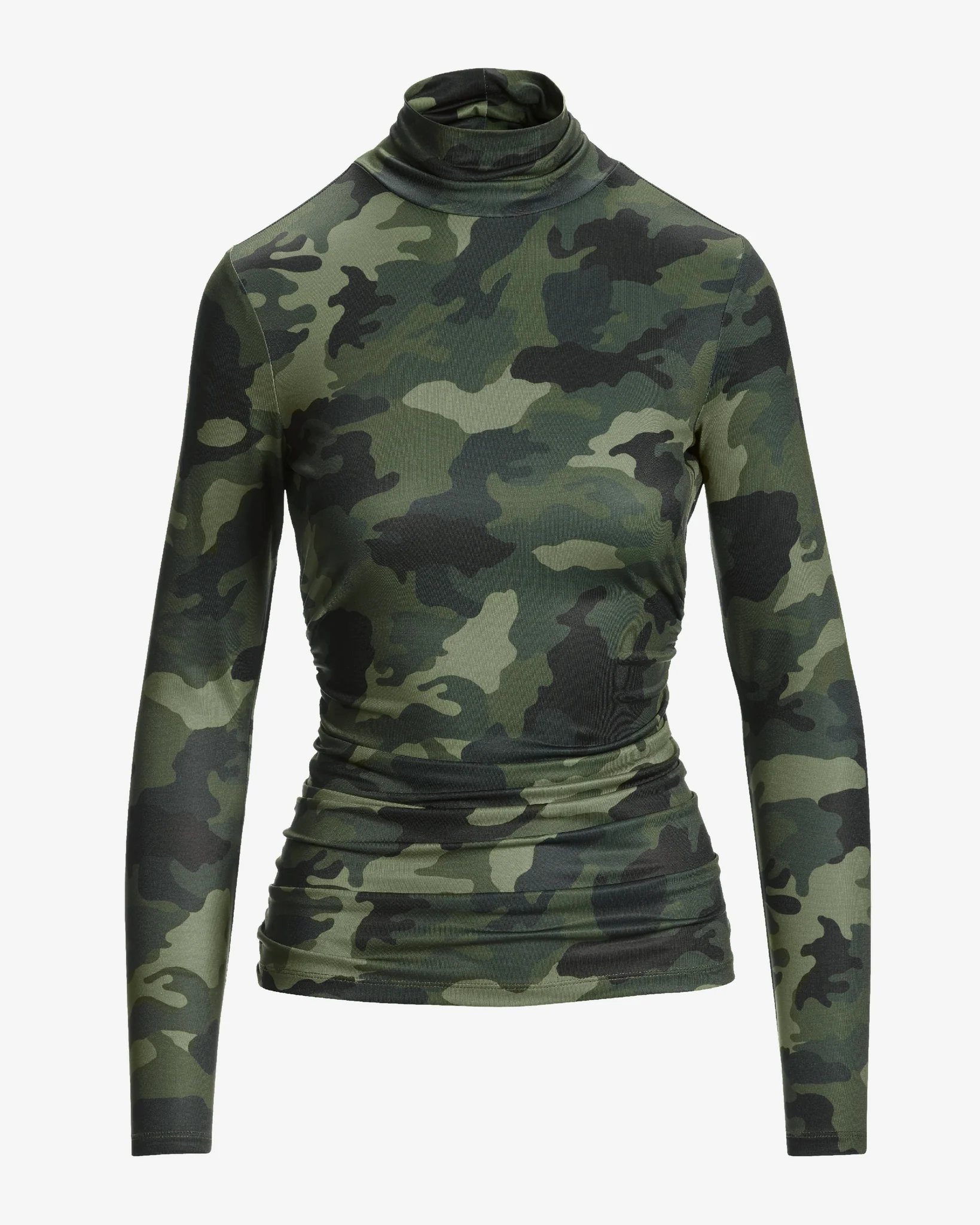 So Chic City Camo Printed Turtleneck Top Green/Black - Mycitystee