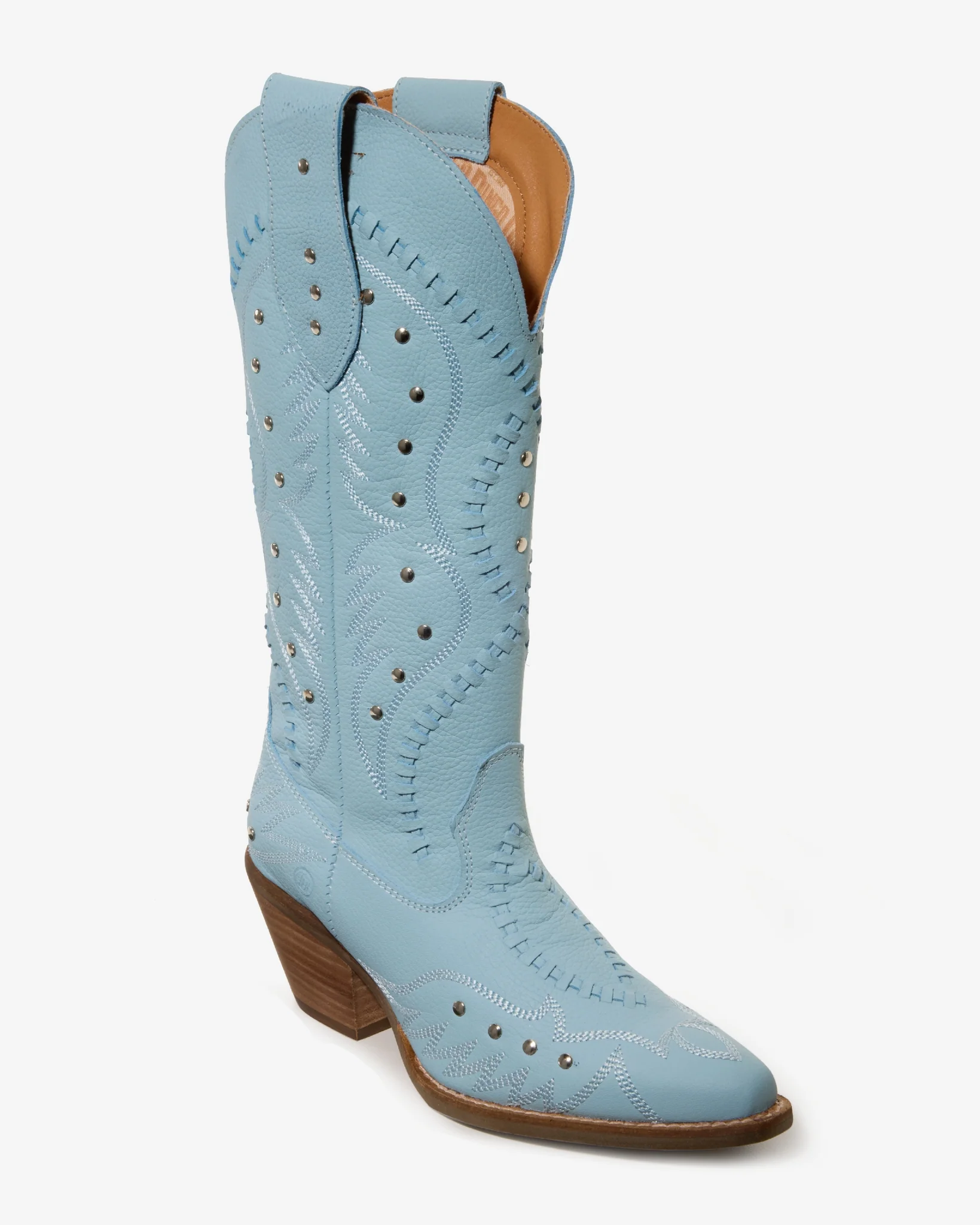Embroidered and Studded Western Boot Blue - Mycitystee