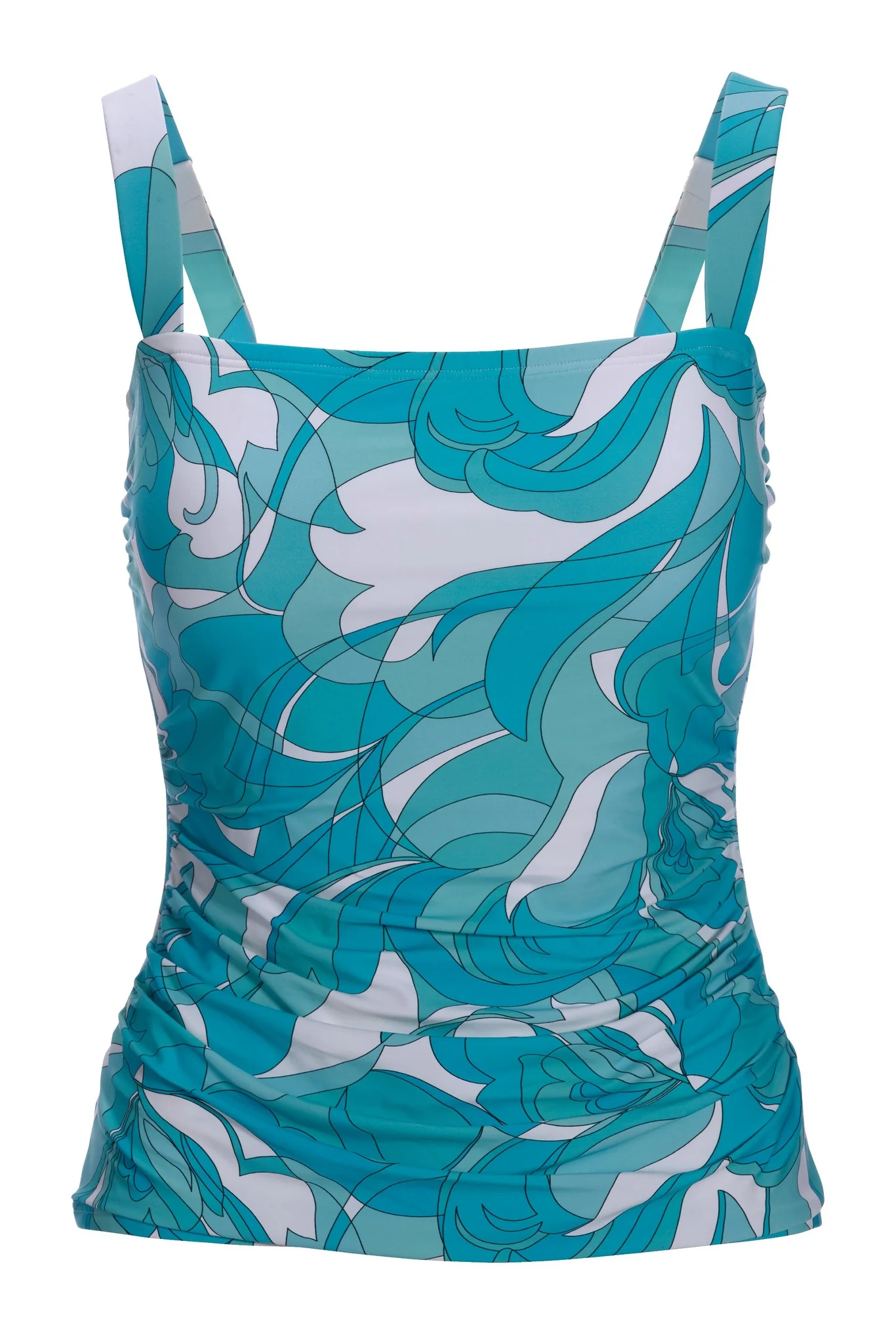Swim Sense Teal Waters Square-Neck Tankini Top Blue - Mycitystee