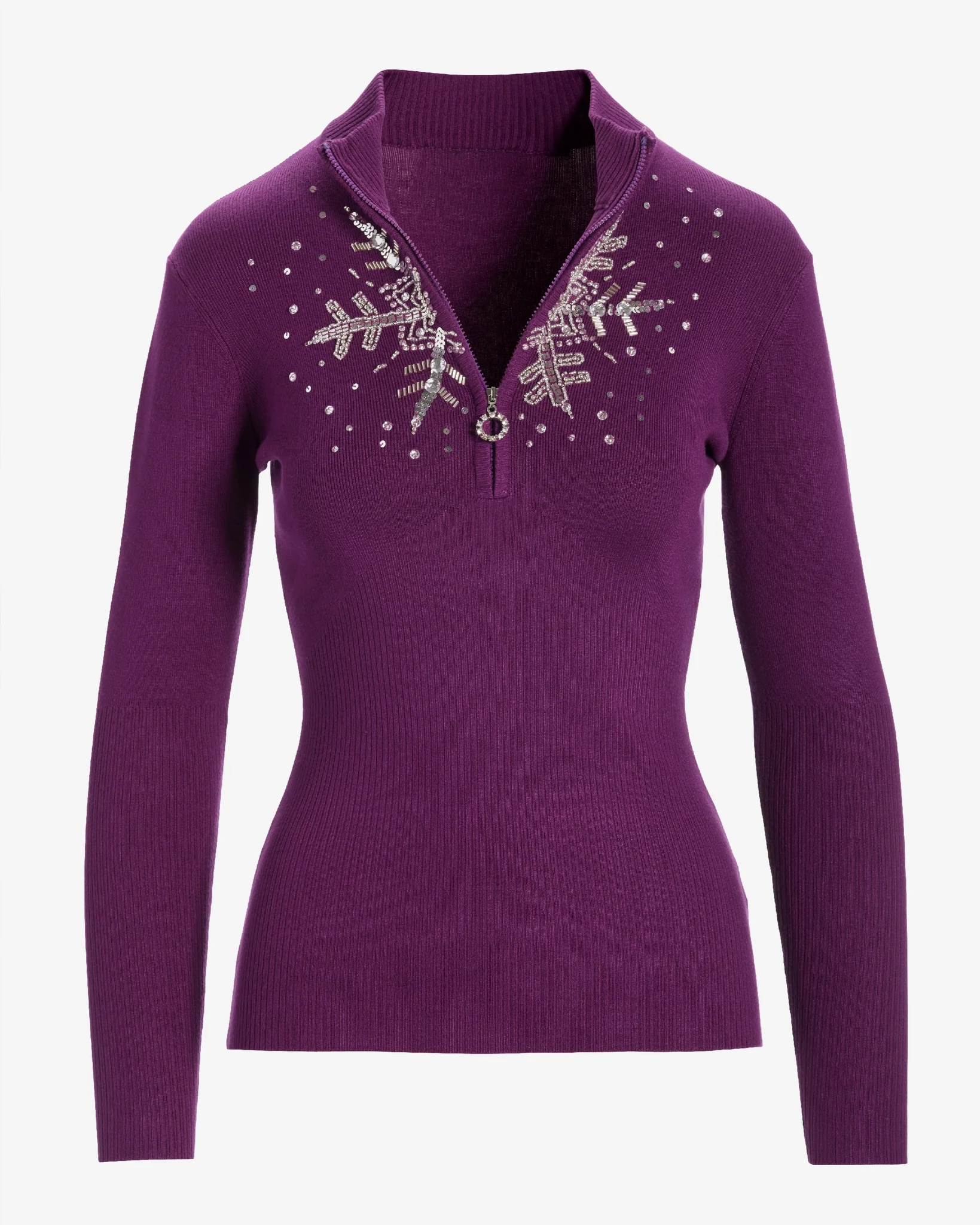 Snowflake Zip Sweater Grape Juice - Mycitystee