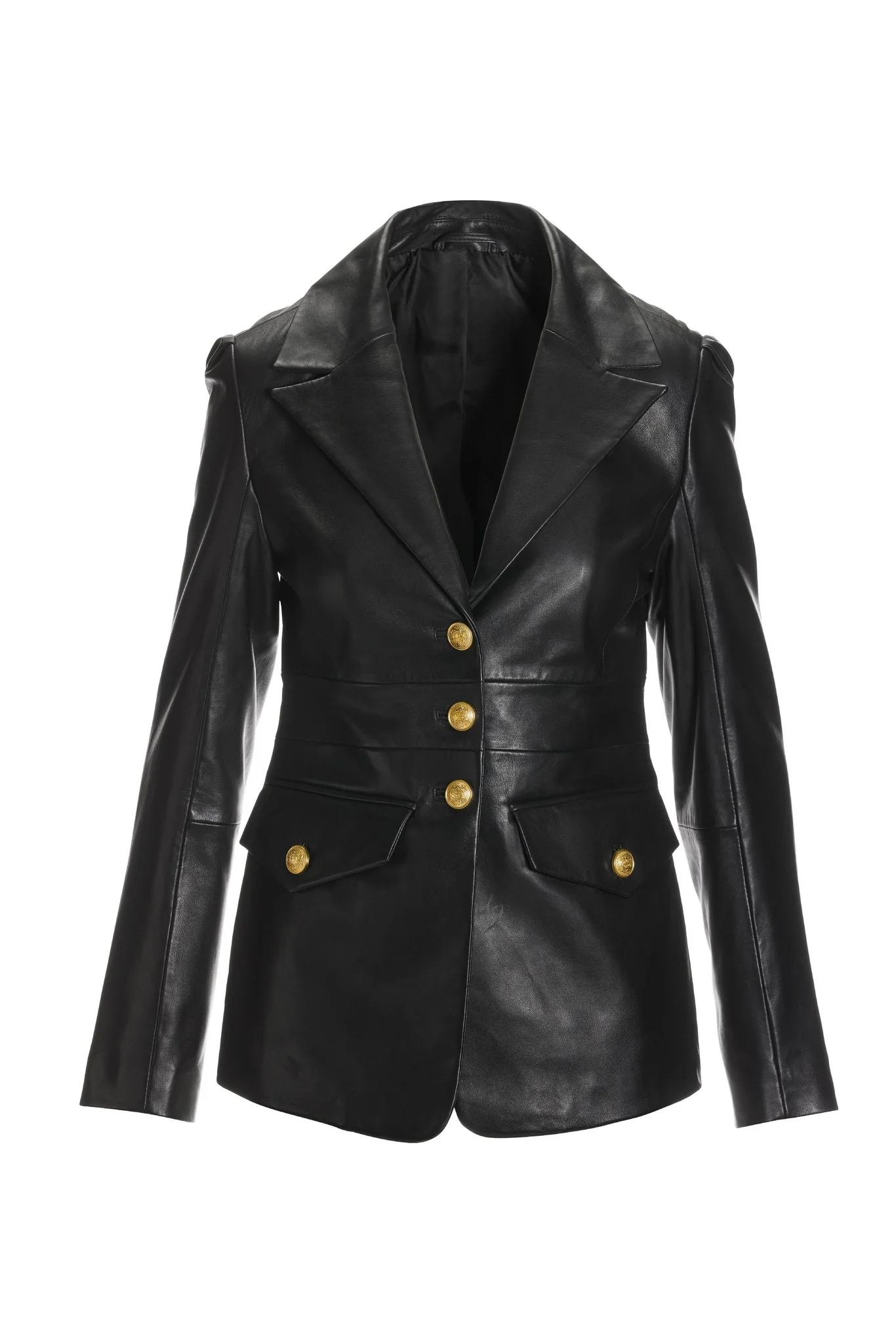 Leather Modern Single Breasted Blazer Black - Mycitystee
