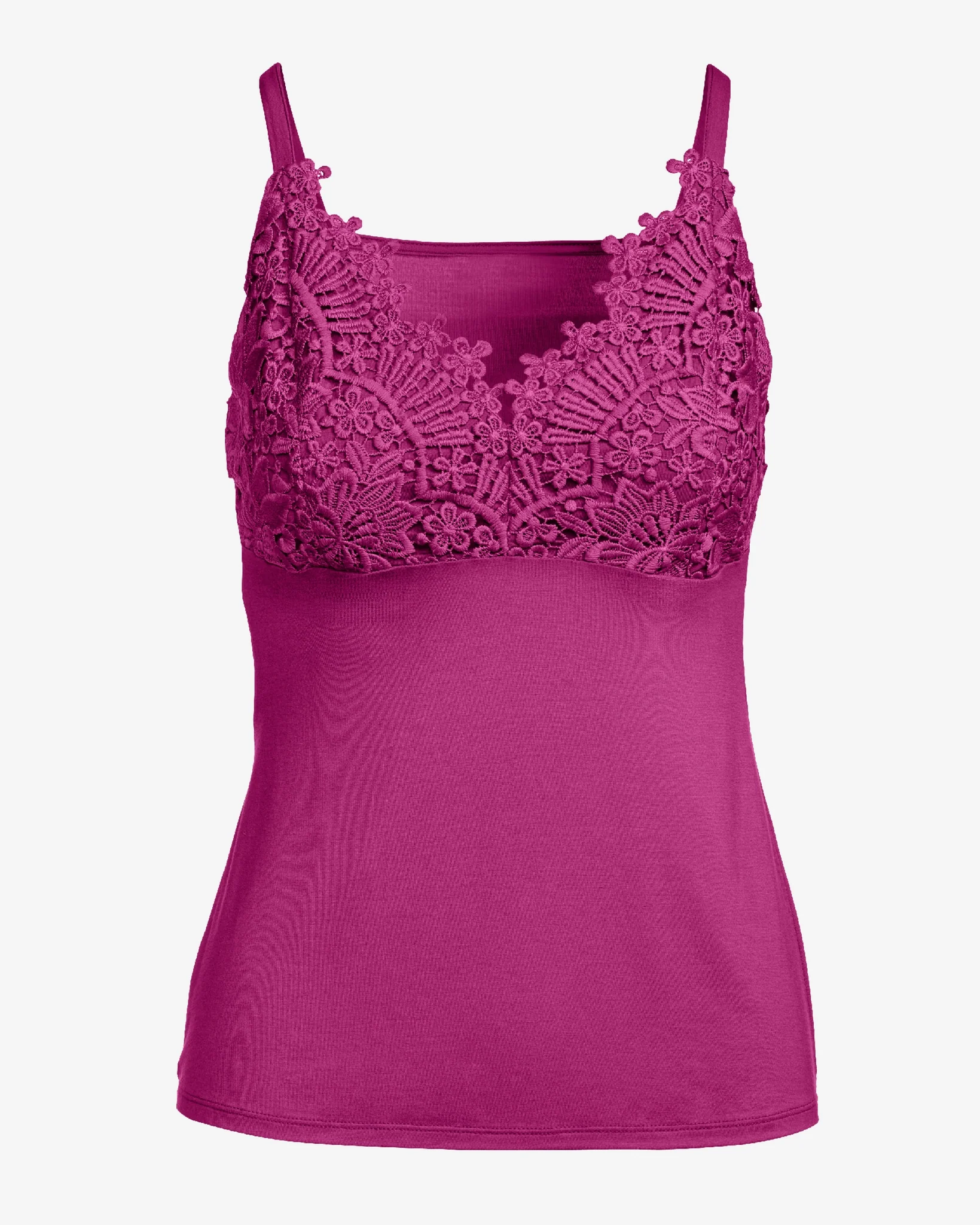Lace Trim Cami Knit Top Festival Fuchsia - Mycitystee