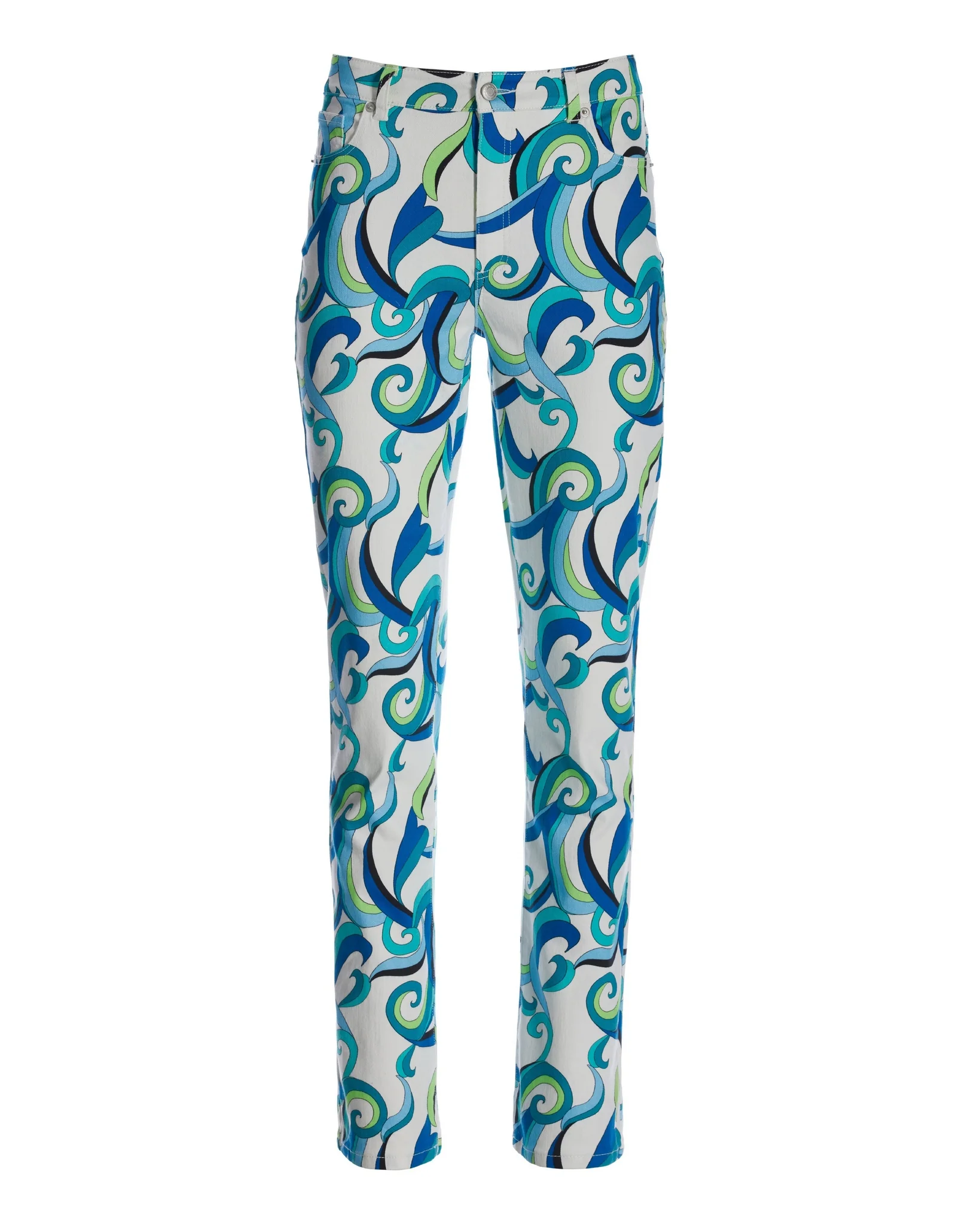 Spain Abstract Printed Ankle Jean Blue Green - Mycitystee