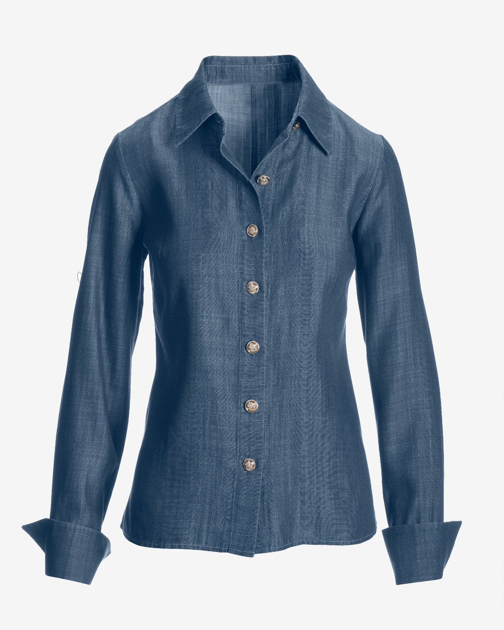 Sophia Button Up Denim Blouse Dark Rinse - Mycitystee