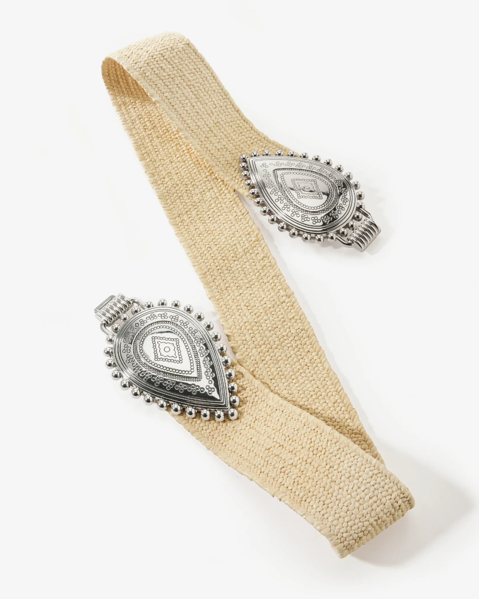 Western Buckle Raffia Belt Natural - Mycitystee