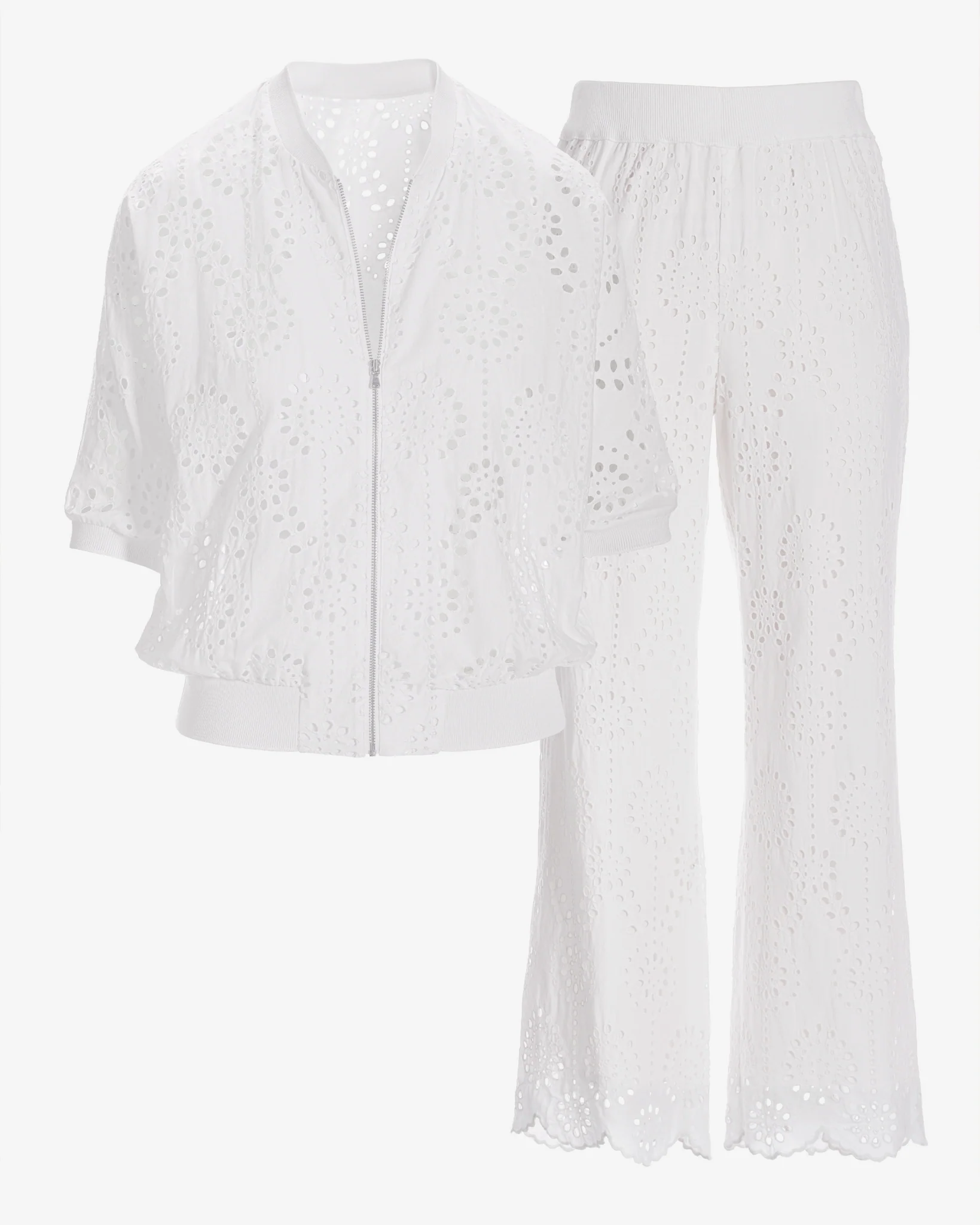 Eyelet Jacket and Pant Sport Set White - Mycitystee