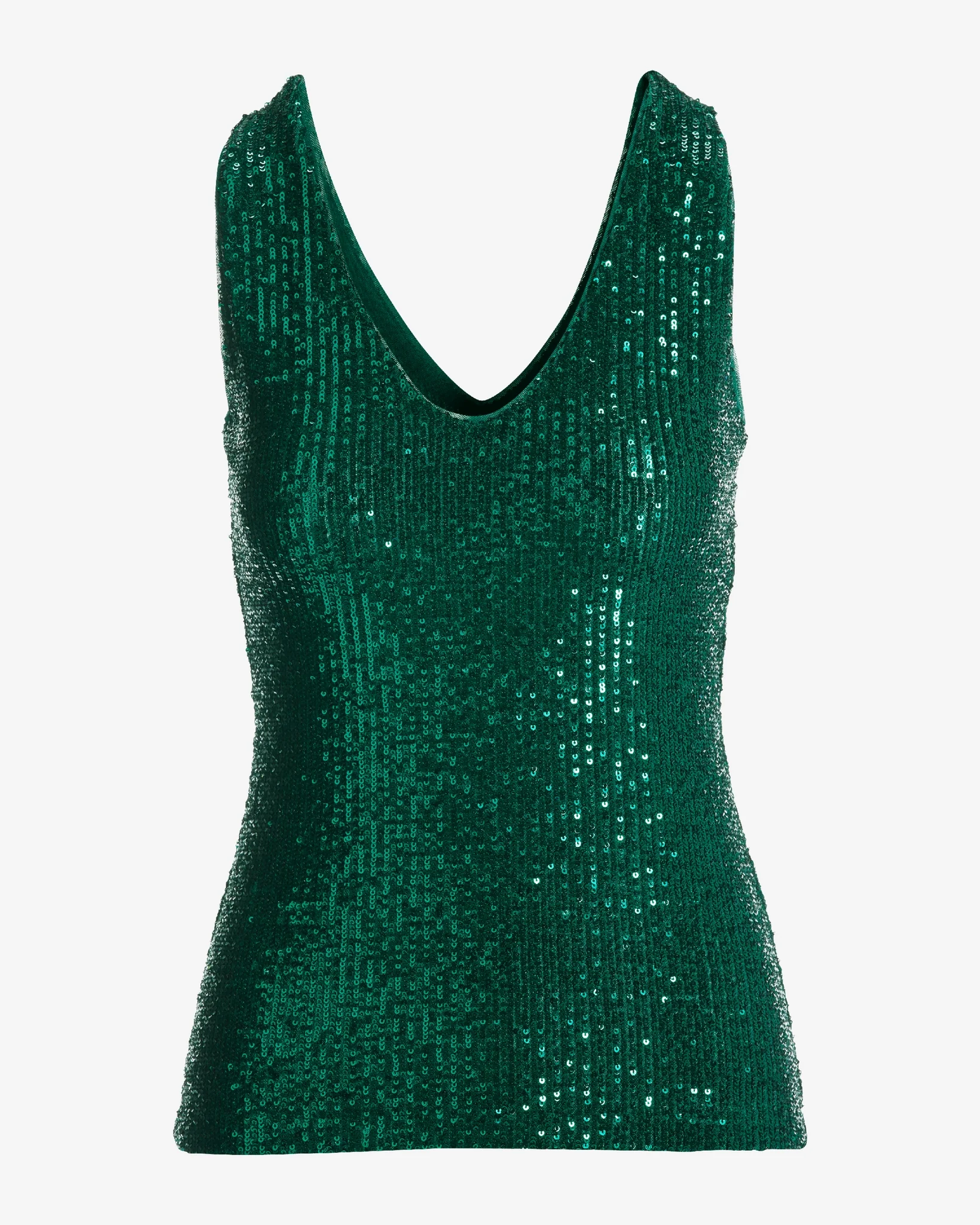 Sequin V Neck Top Deep Emerald - Mycitystee