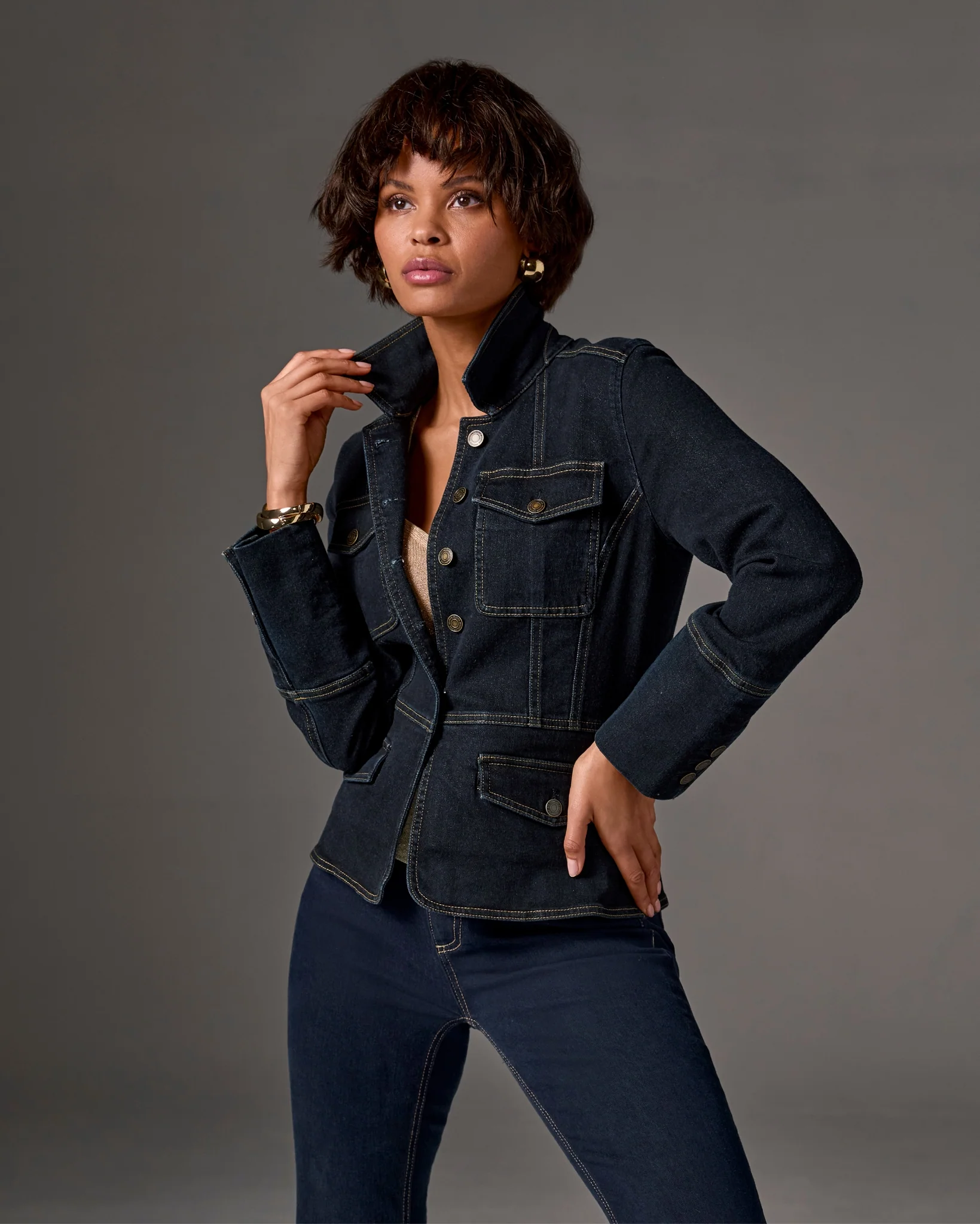Patch Pocket Chic Denim Jacket Rinse - Mycitystee