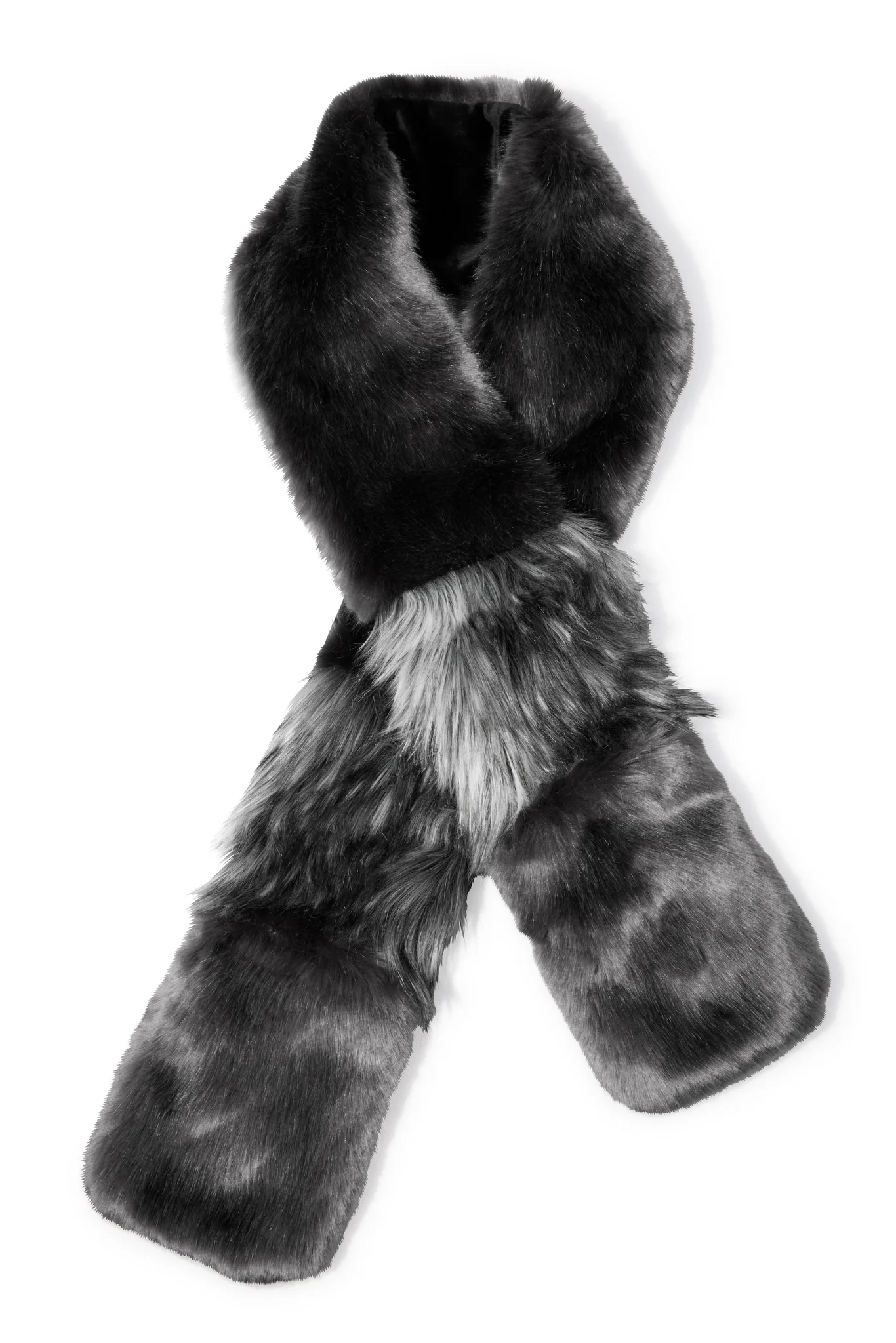 Faux Fur Scarf With Hand Warmers Graphite Mink - Mycitystee