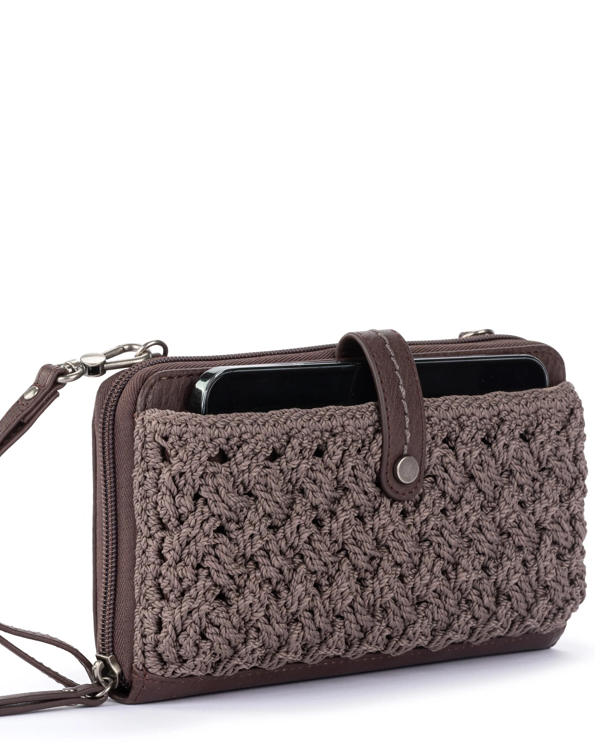 Iris Smartphone Wallet - Hand Crochet - Mushroom Cozy Weave - Mycitystee