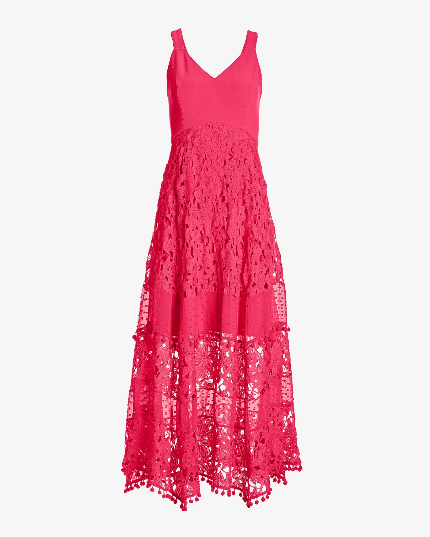 Mixed Media Lace Pom Pom Dress Blossom - Mycitystee