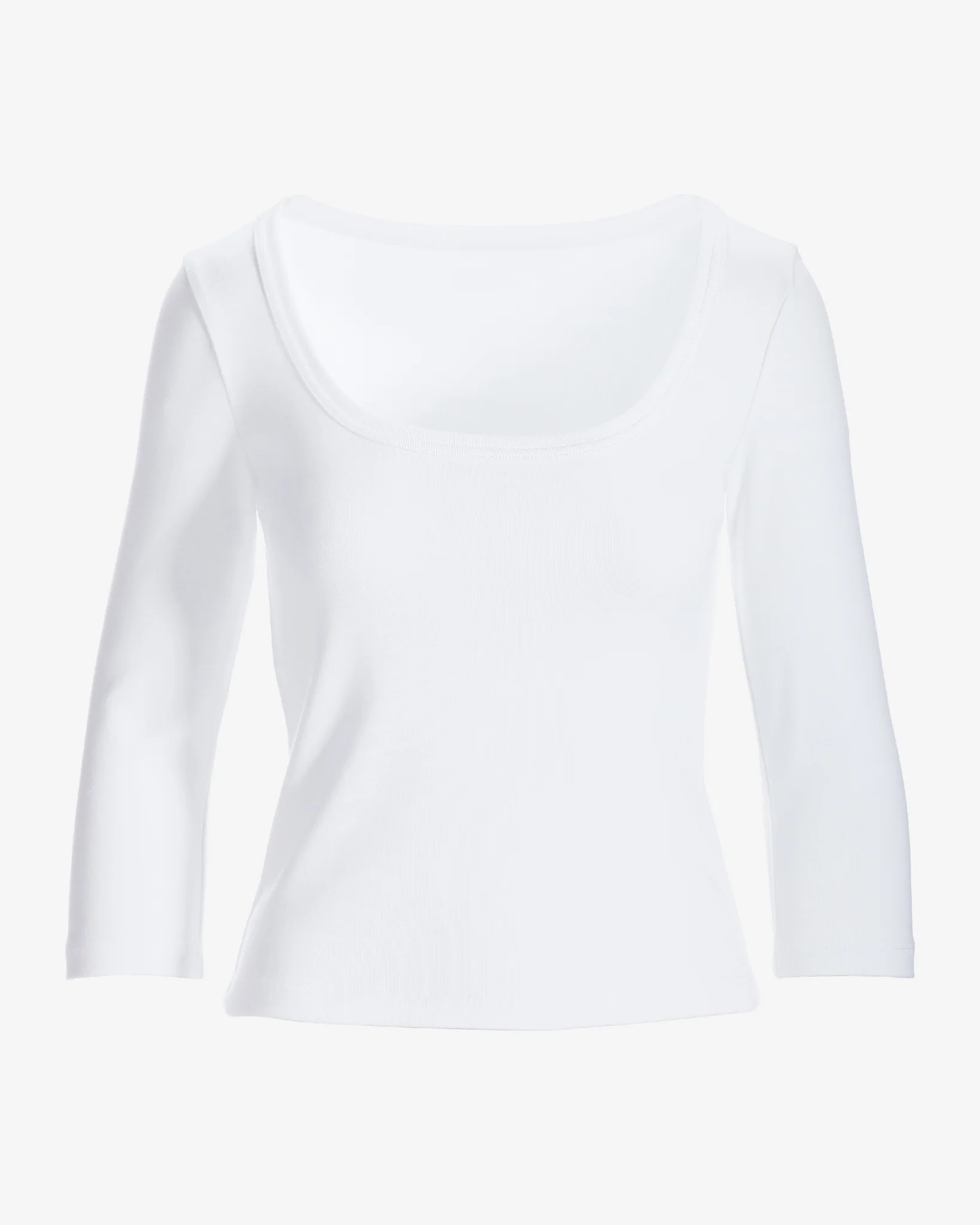 Cotton Scoop Neck Three Quarter Sleeve Top Pure White - Mycitystee