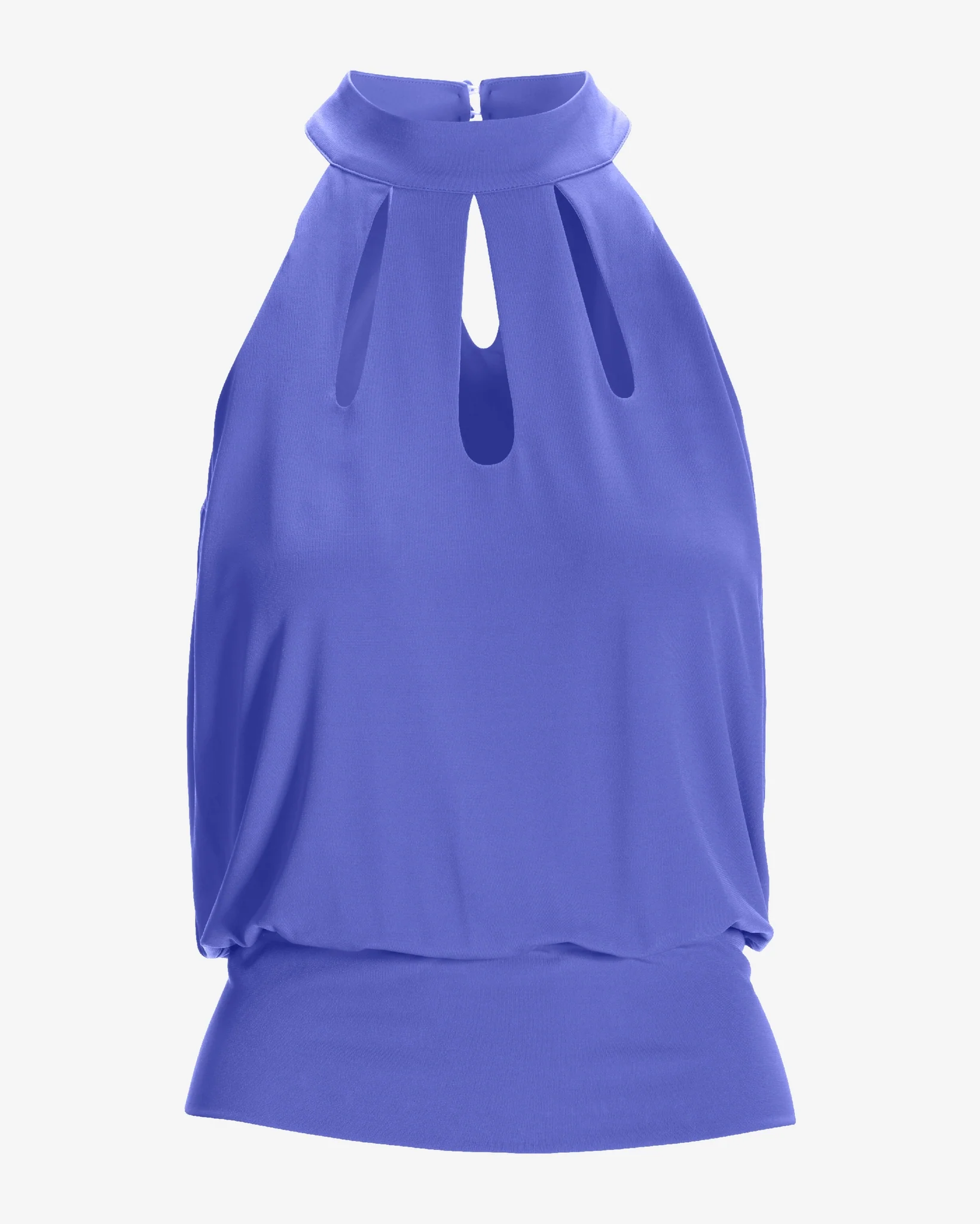 So Chic Cut Out High Neck Blouson Blue Iris - Mycitystee