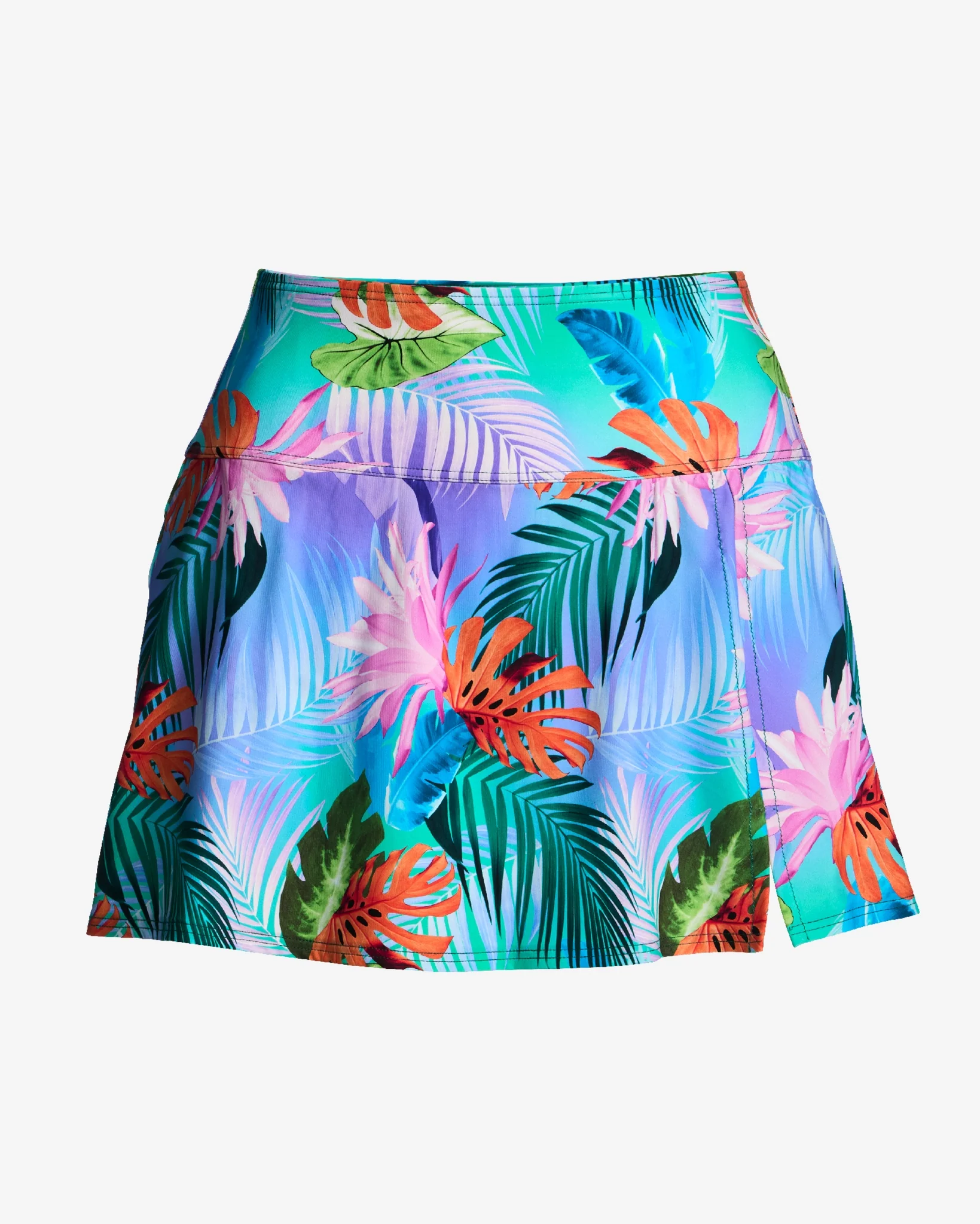 Swim Sense Print High-Waisted Skirted Bottom Blue Multi - Mycitystee