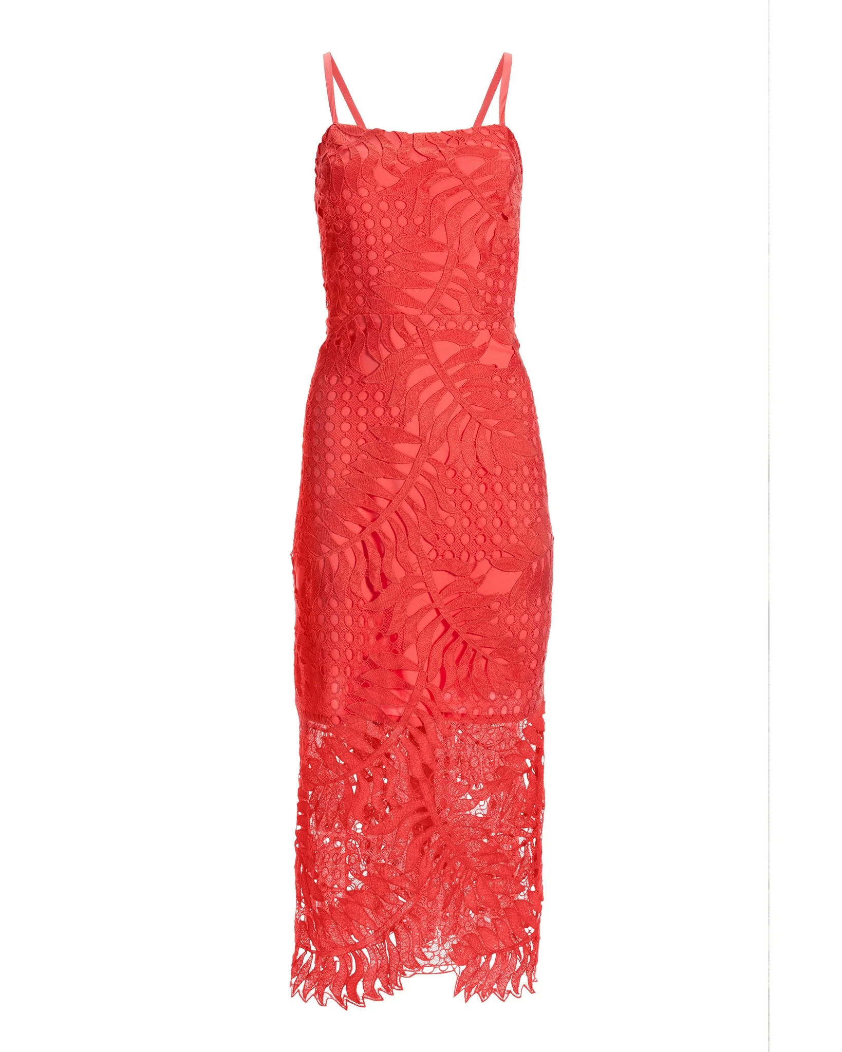 Tropical Lace Midi Dress Hot Coral - Mycitystee