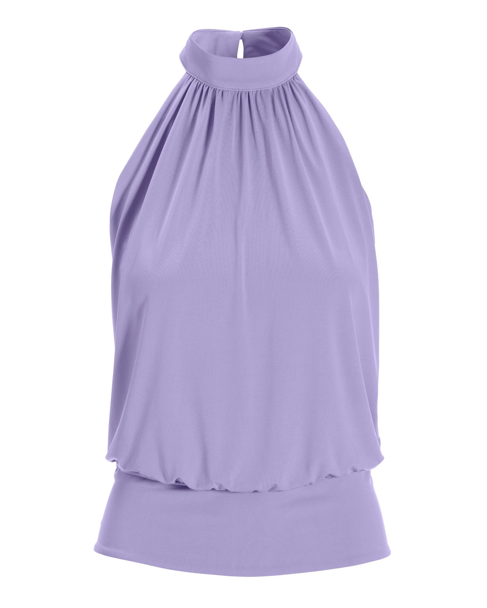 Halter Banded-Bottom Mock-Neck Knit Top Lavender - Mycitystee