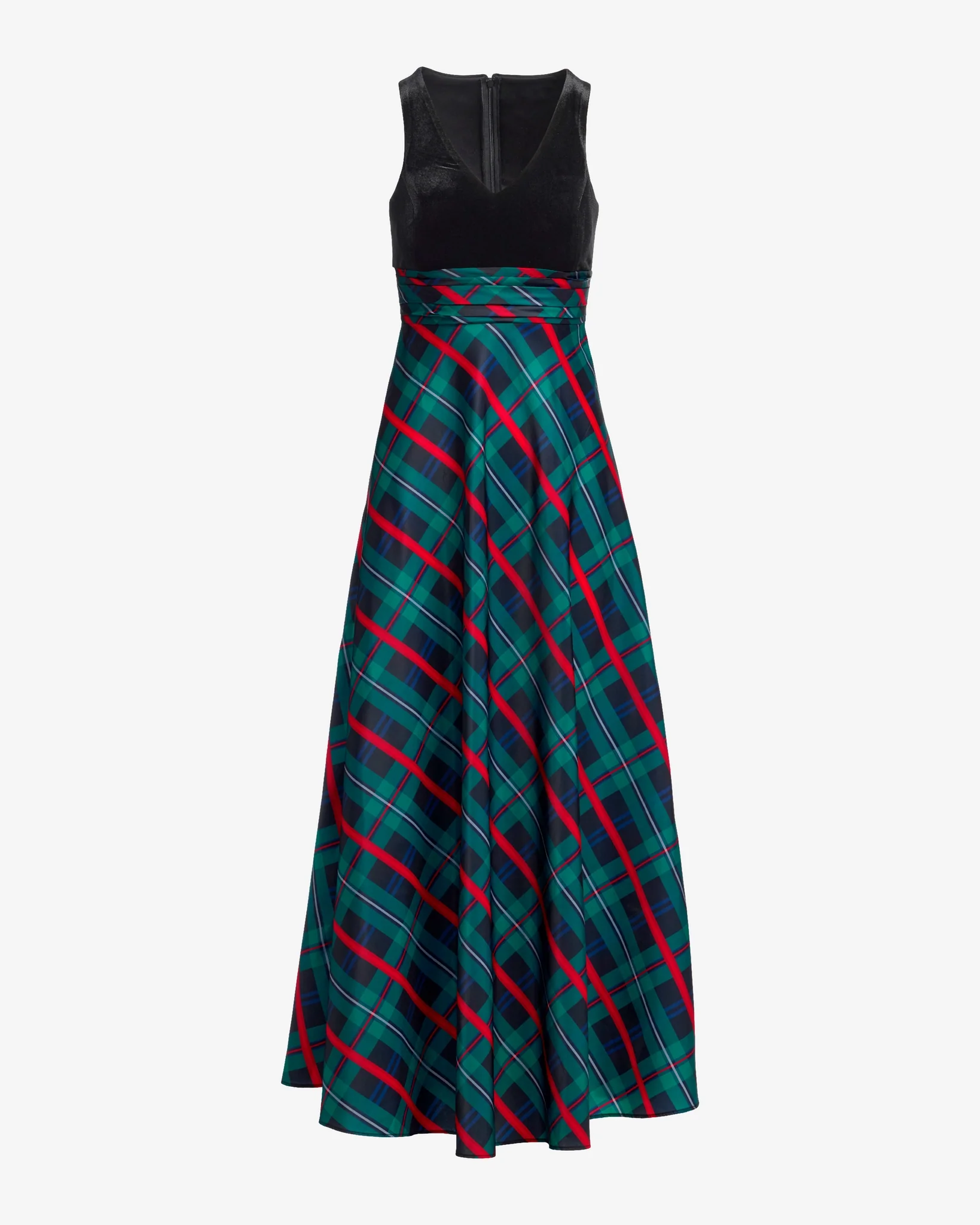 Velvet Bodice Plaid Gown Multi - Mycitystee
