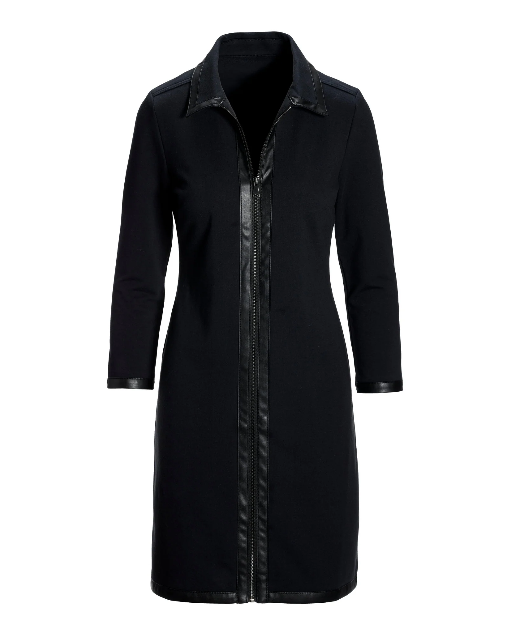 Faux Leather French Terry Dress Proper Black - Mycitystee