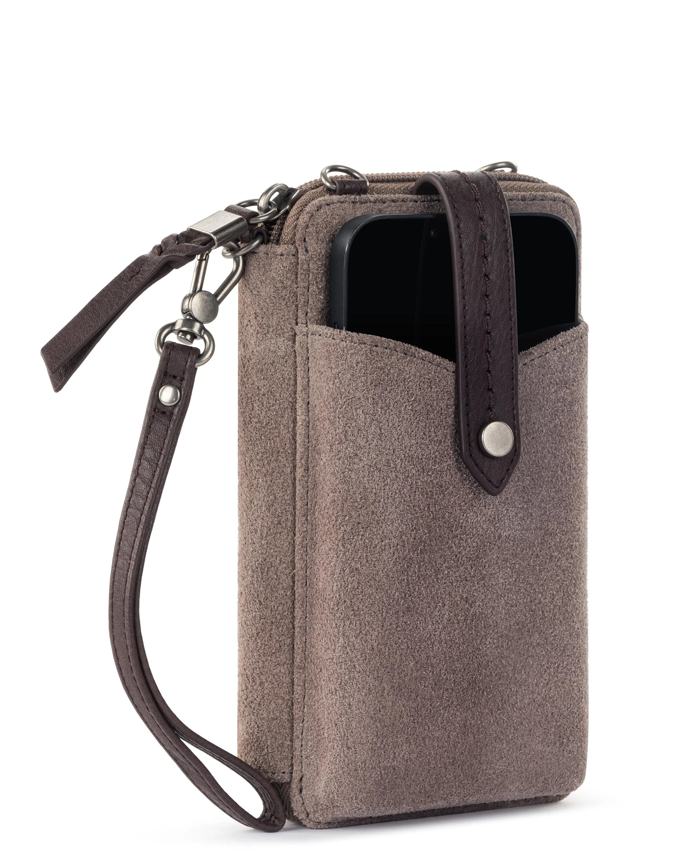 Silverlake Smartphone Wallet - Leather - Mushroom Suede - Mycitystee