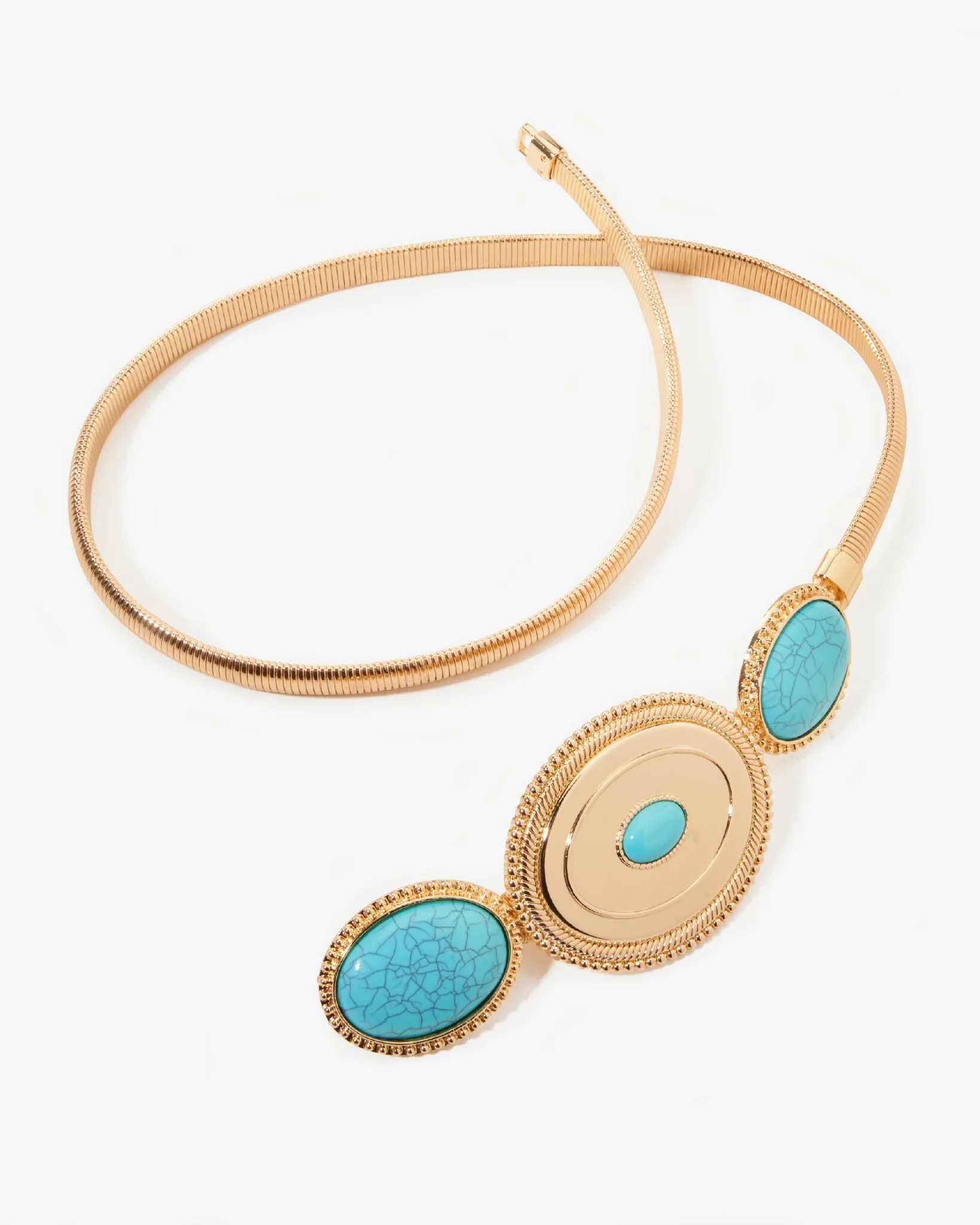 Triple Stone Slinky Buckle Belt Gold - Mycitystee